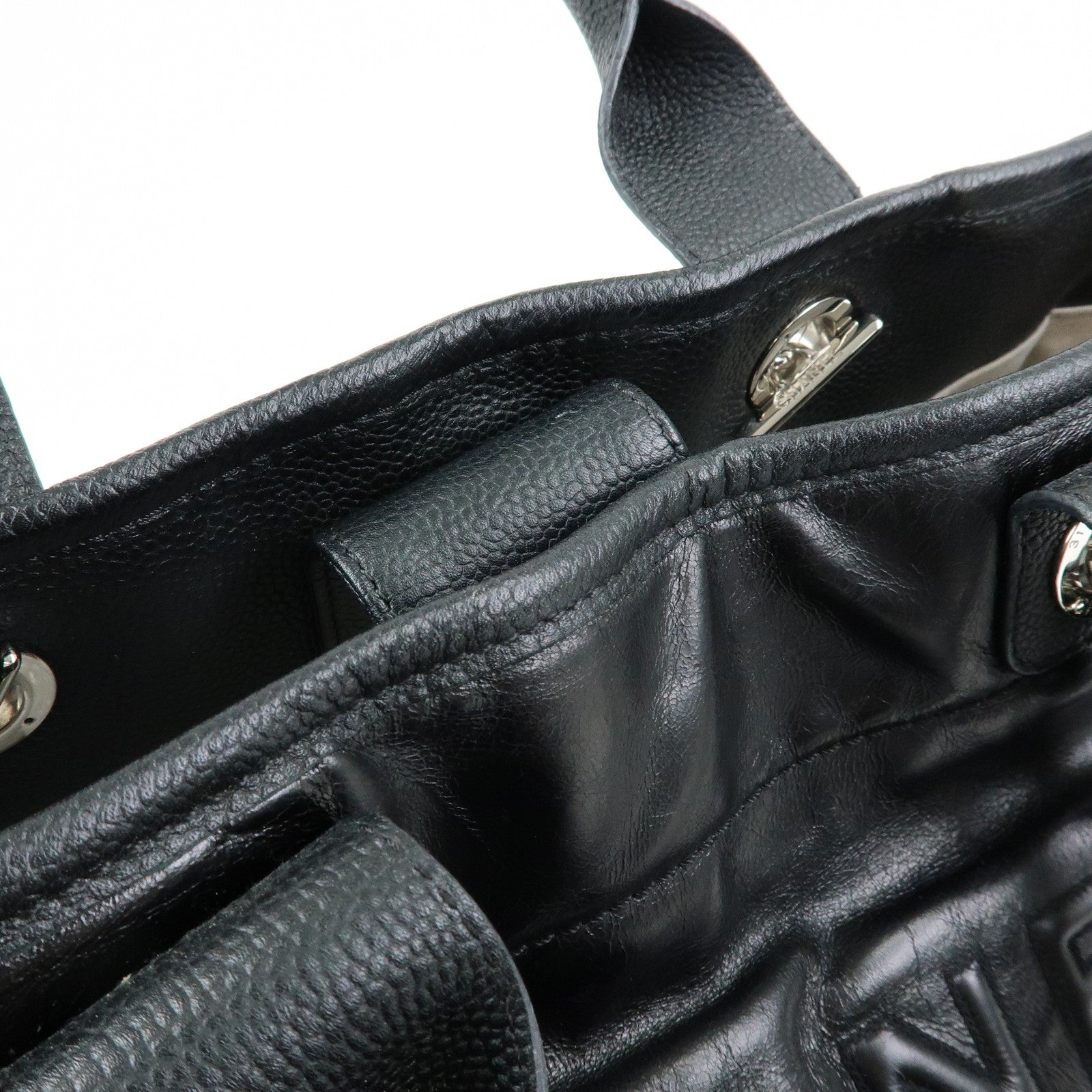 CHANEL Deauville GM Caviarskin Leather 2Way Tote Bag Black A66941