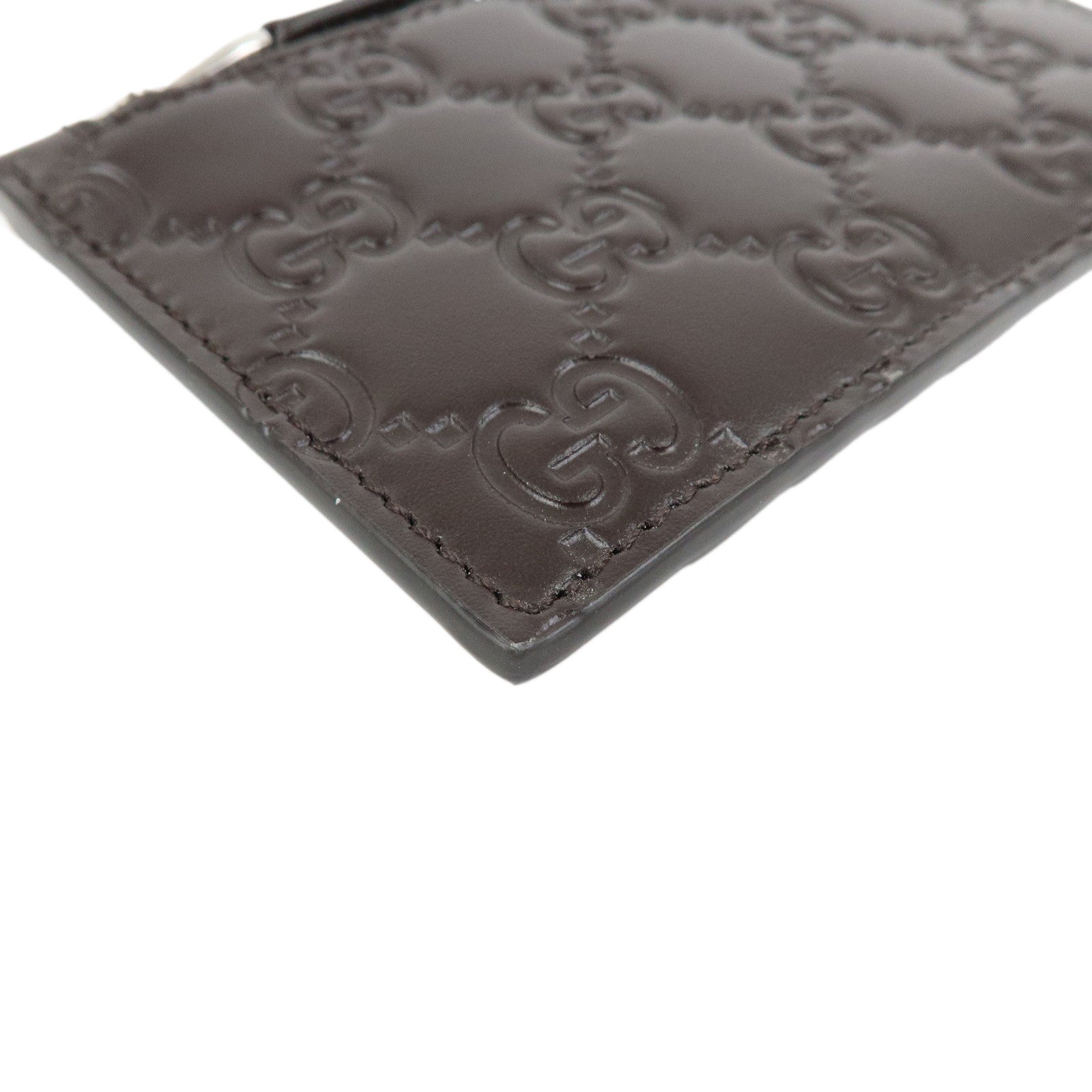 GUCCI Guccissima Leather Flagment Case Coin Card Case Brown 779876