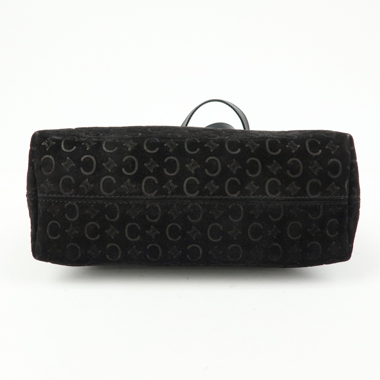 CELINE C Macadam Suede Leather Hand Bag Tote Bag Shoulder Bag Black