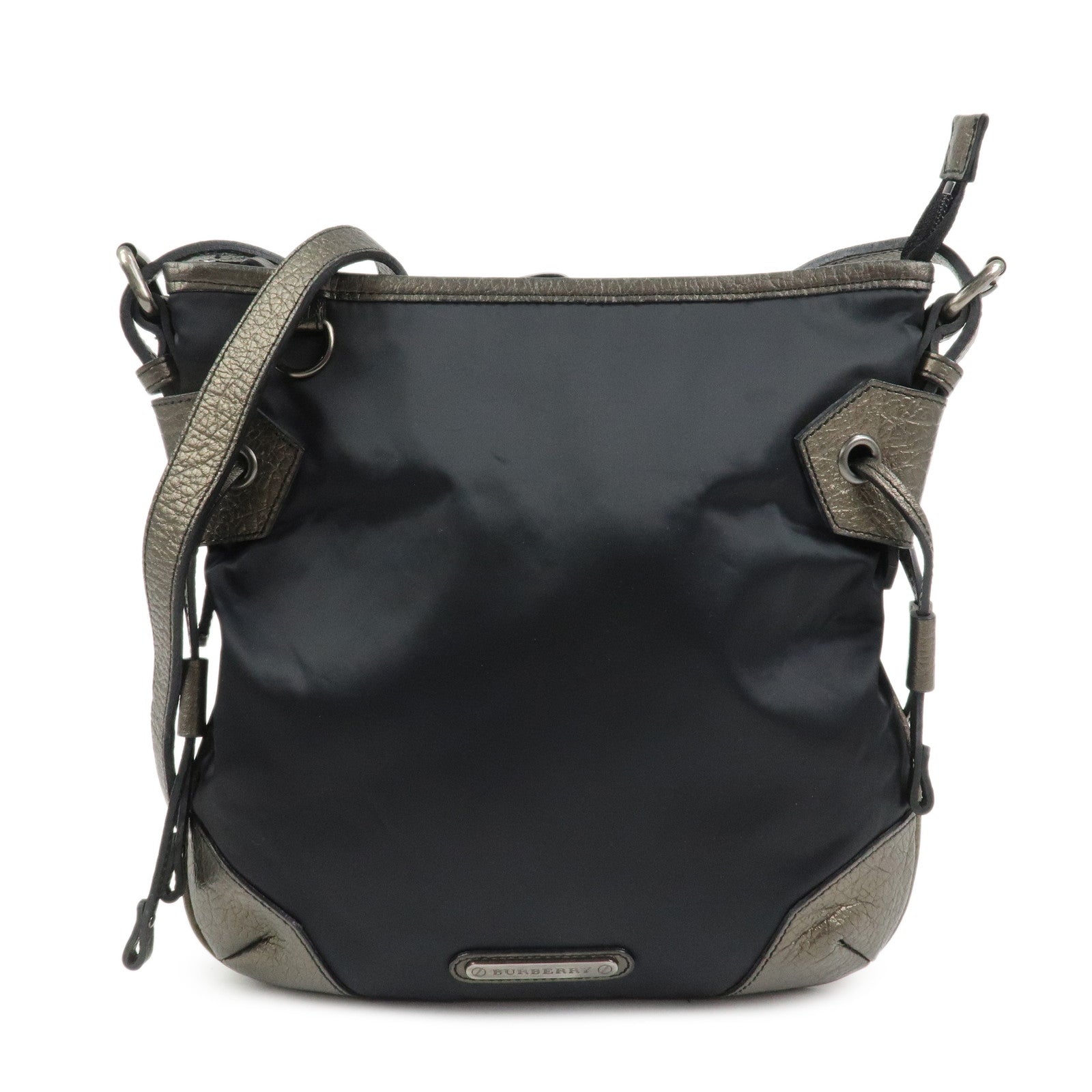 BURBERRY Logo Nylon Leather Shoulder Bag Crossbody Black