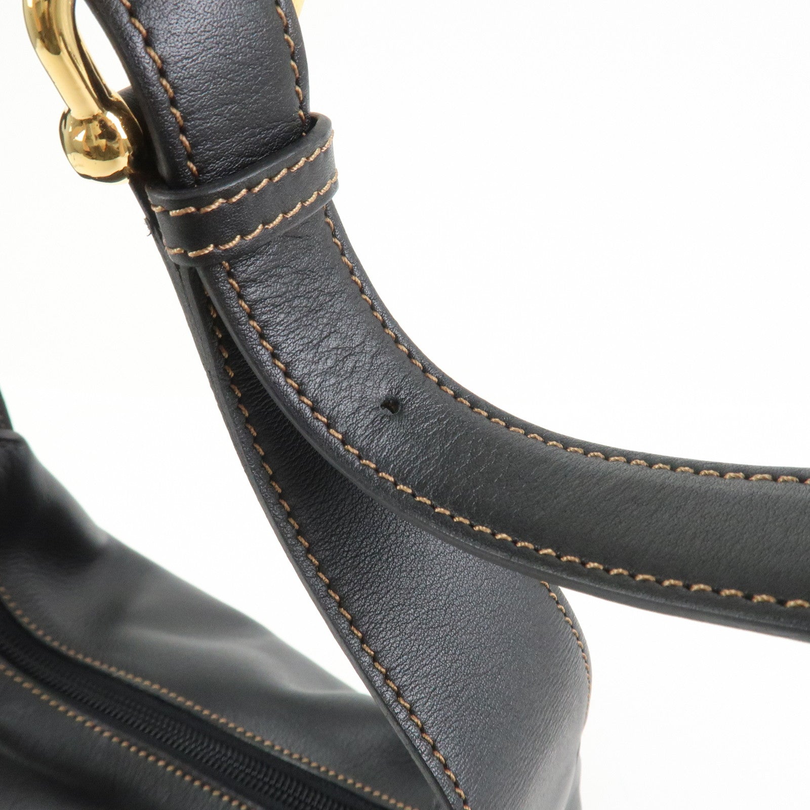 LOEWE Logo Leather Shoulder Bag Hand Bag Crossbody Bag Black