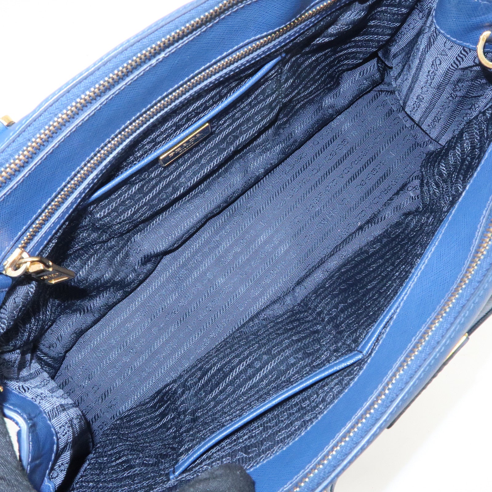 PRADA Triangle Logo Saffiano Leather 2Way Bag Shoulder Bag Blue