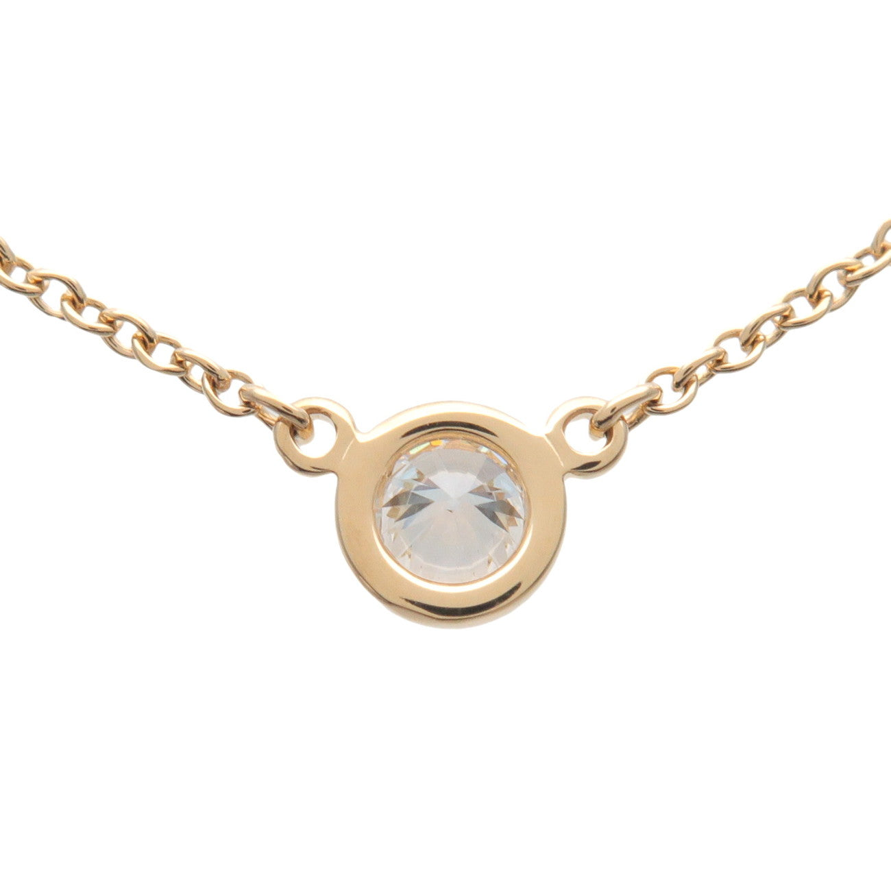 Tiffany & Co By The Yard 1P Diamond Necklace K18 750YG Yellow Gold