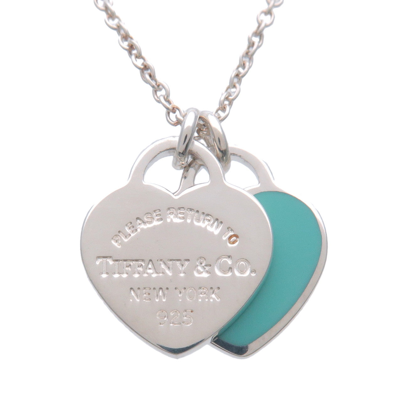 Tiffany & Co Return to Tiffany Mini Double Heart Tag Necklace SV925 Used