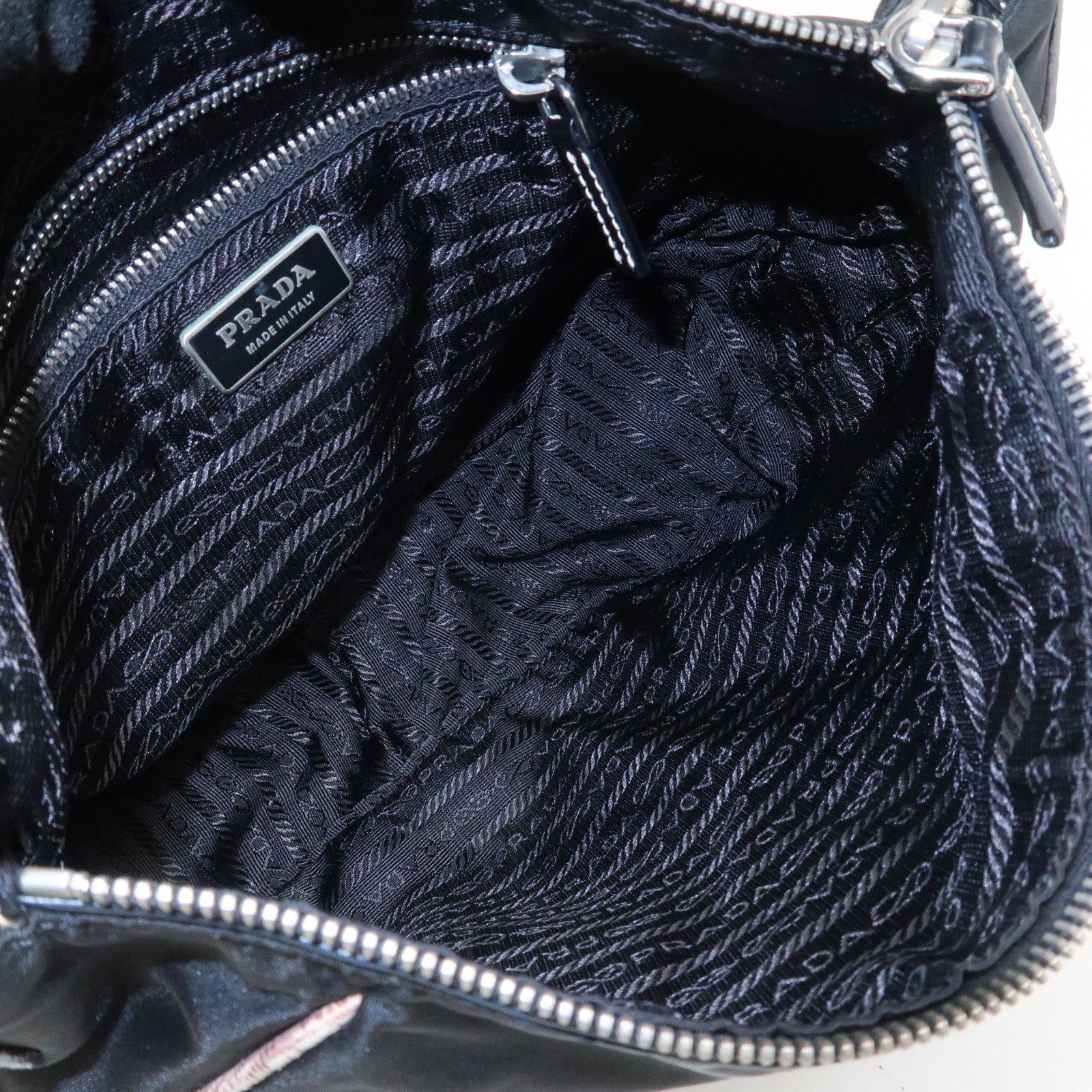 PRADA Triangle Logo Nylon Leather Shoulder Bag Black BR2840