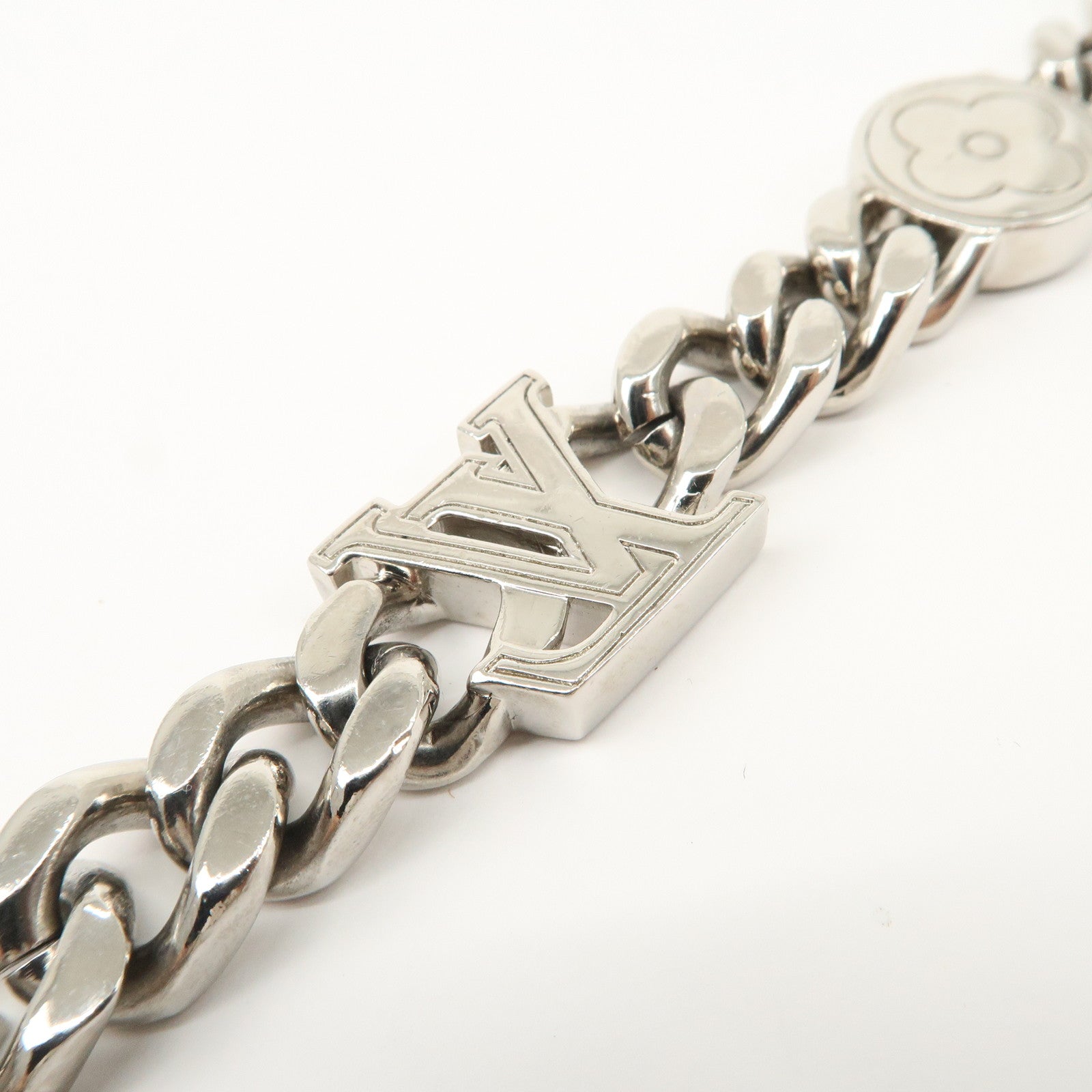 Louis Vuitton Monogram Element Chain Metal Bag Charm Silver M01468 Used