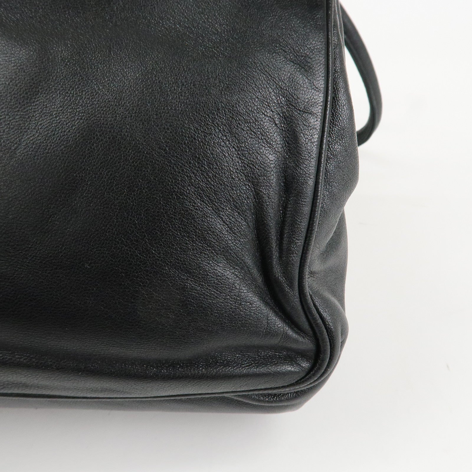 LOEWE Anagram Leather Shoulder Bag Black Gold Hardware Used