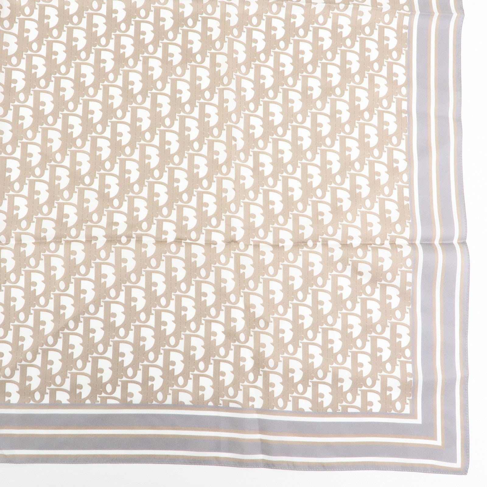 Christian Dior Trotter Silk100 % Scarf Beige Gray