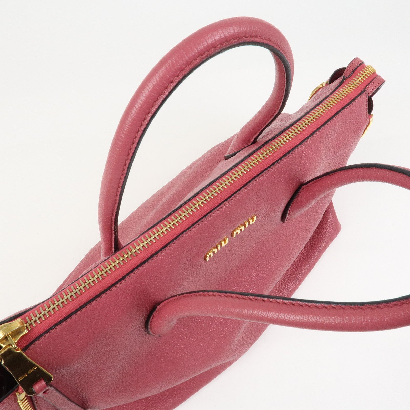 MIU MIU Logo Madras Leather 2WAY Bag Hand Bag Shoulder Bag RN1016
