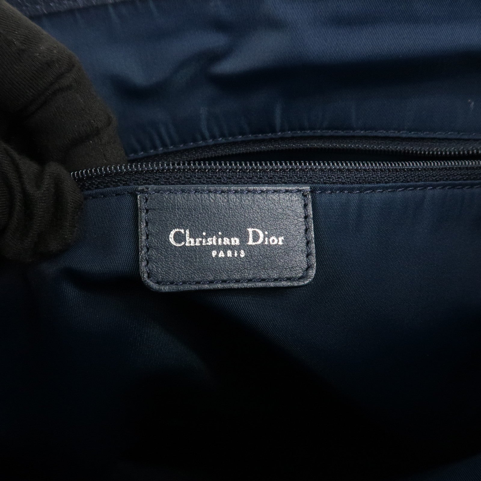 Christian Dior Trotter Canvas Leather Tote Bag Shoulder Bag Navy