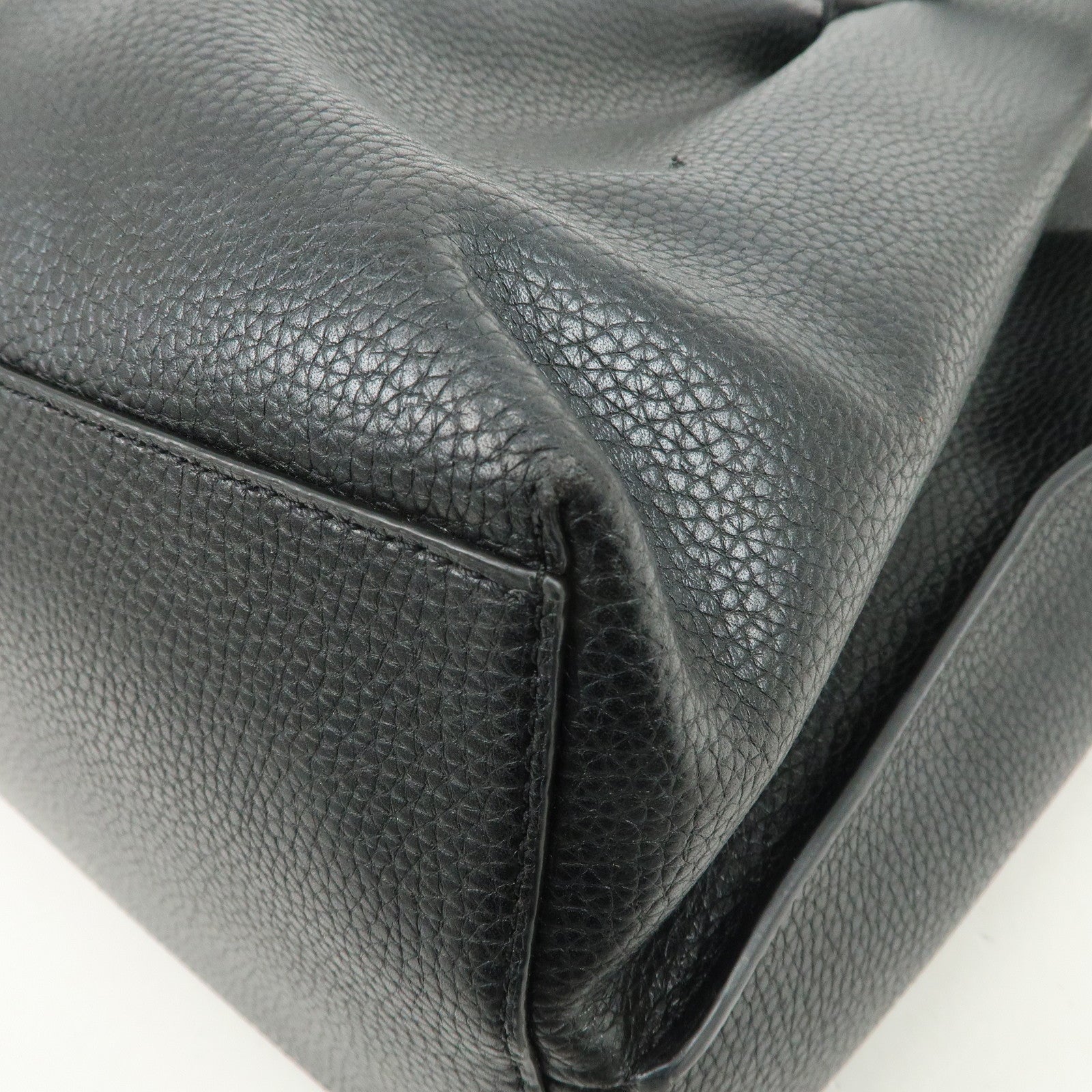 MICHAEL KORS Logo Leather Shoulder Bag Hand Bag Black