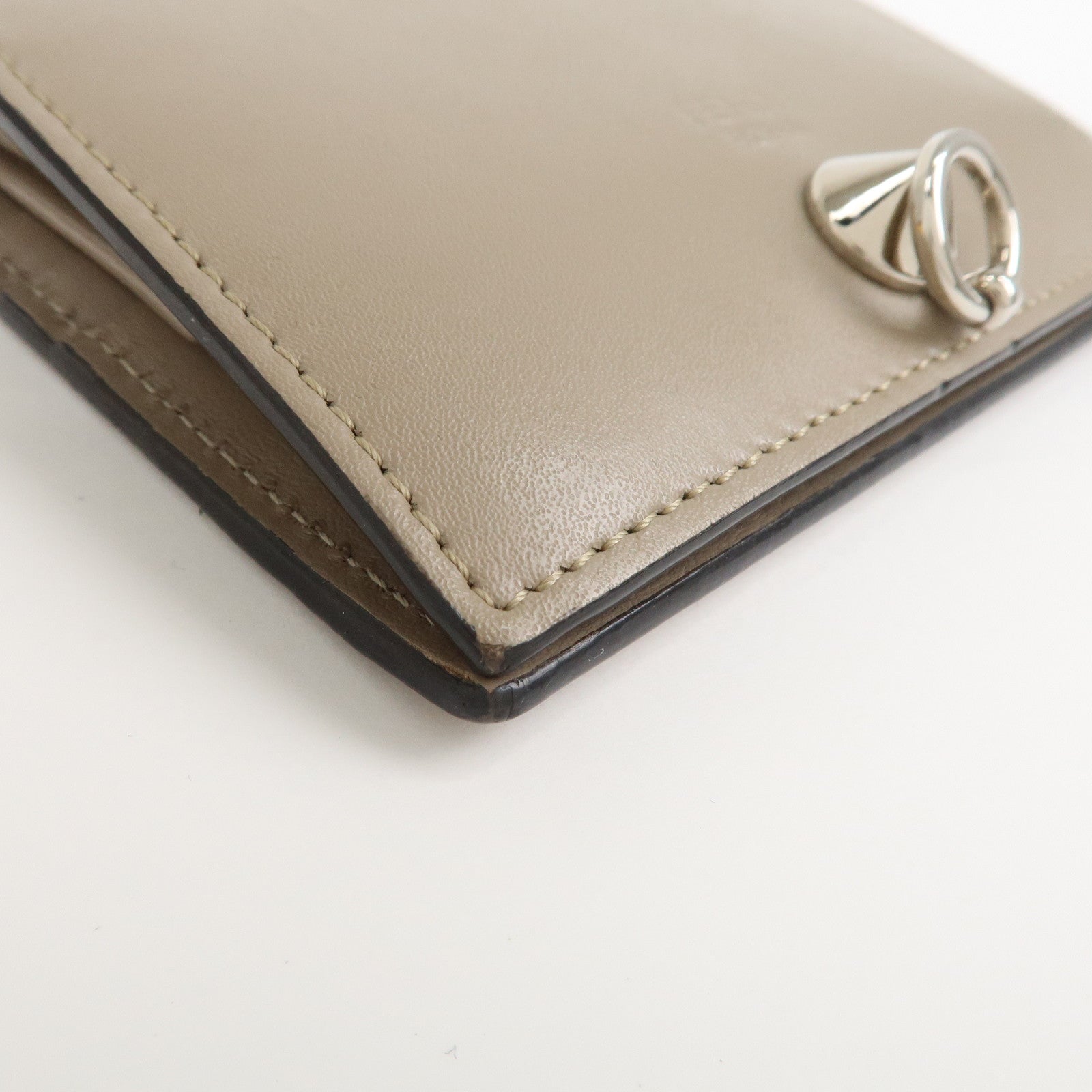 FENDI Leather Bi-fold Compact Wallet Brown 8M0387