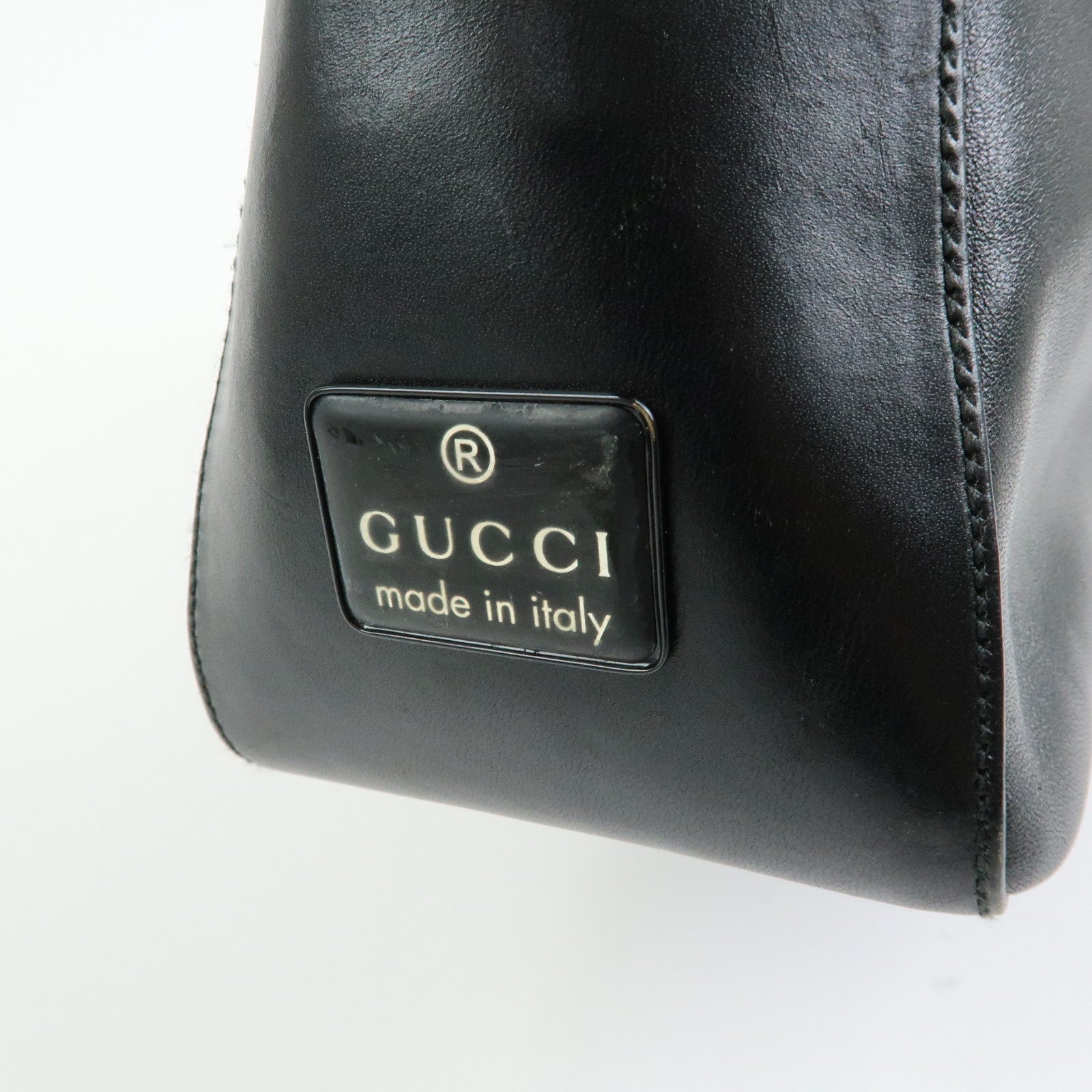 GUCCI Leather Shoulder Bag Hand Bag Tote Bag Black 001・3770