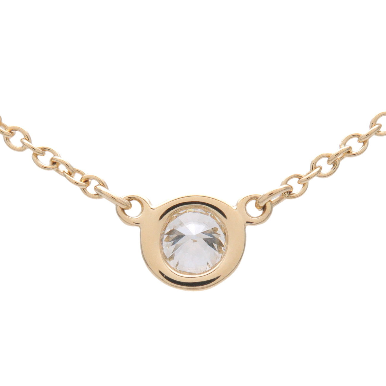 Tiffany & Co By The Yard 1P Diamond Necklace K18 750YG Yellow Gold