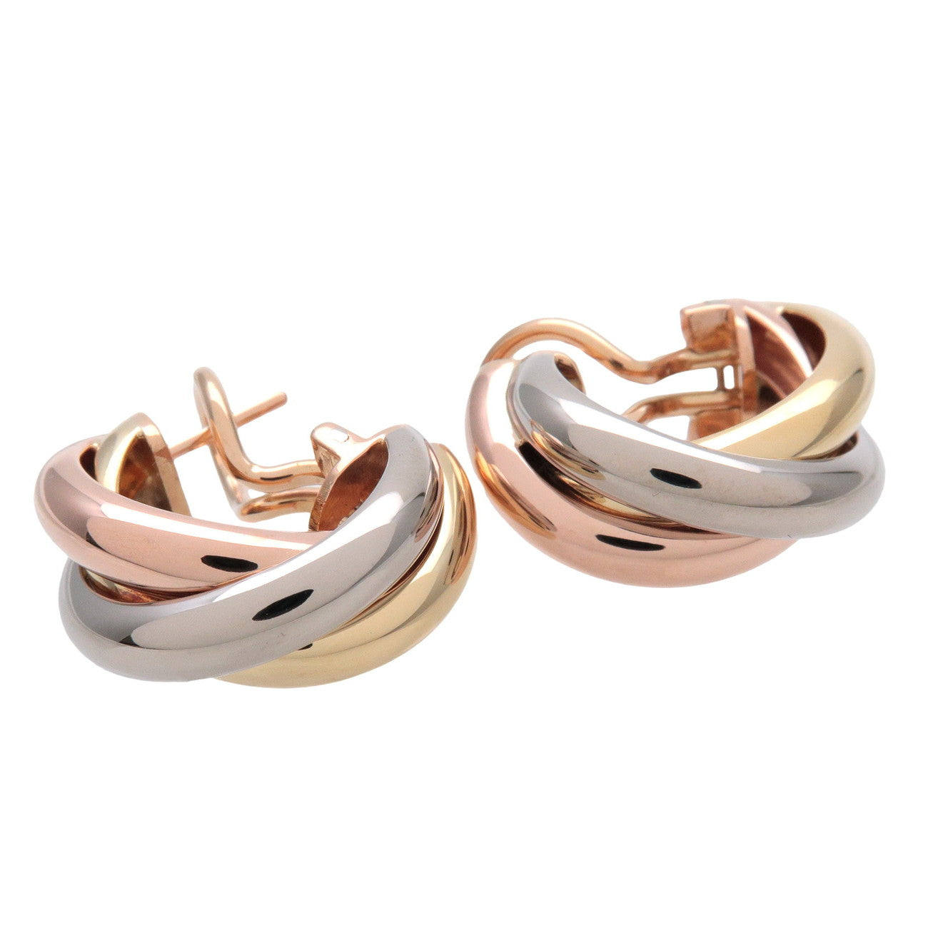 Cartier Trinity Earrings K18 750 White Gold Rose Gold Yellow Gold