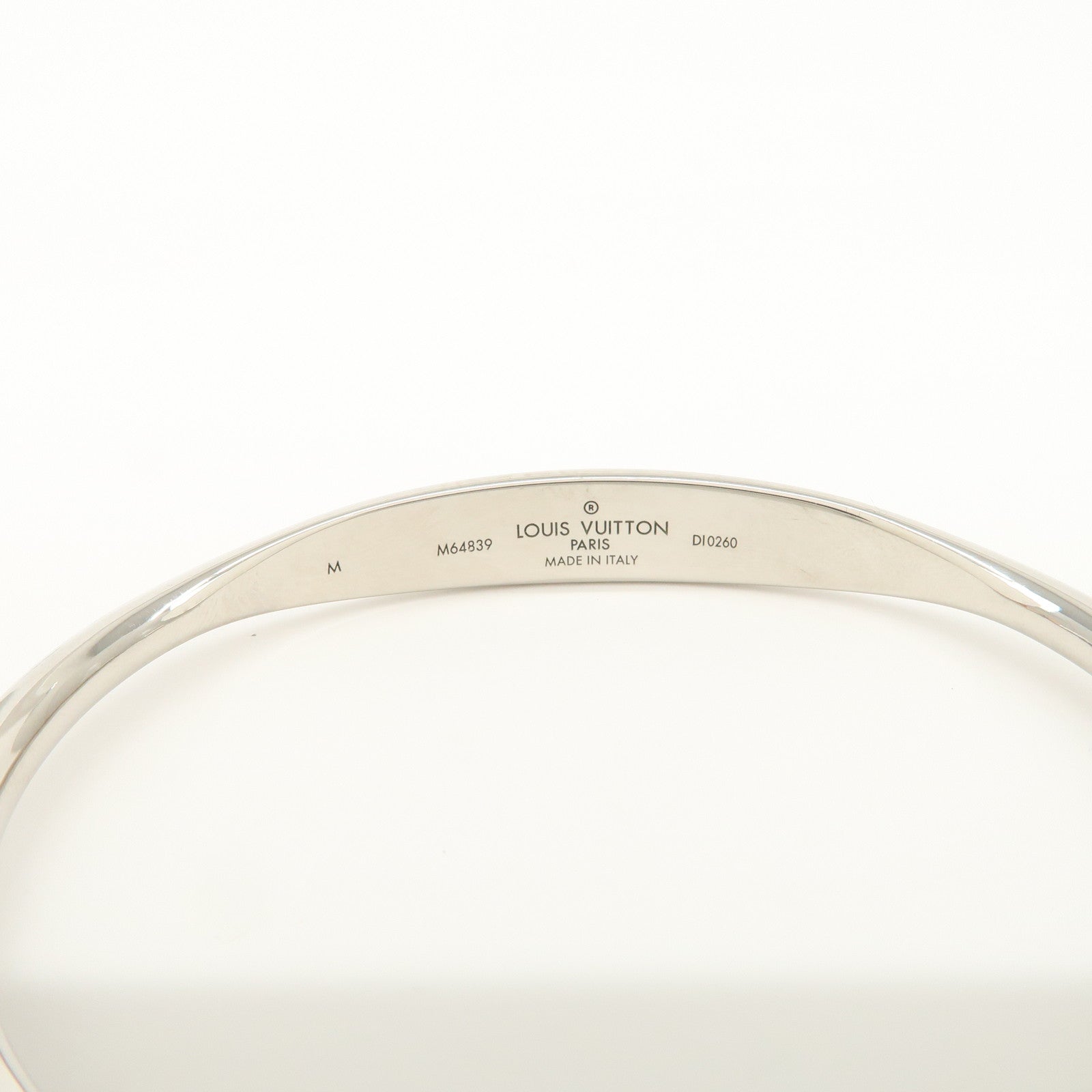 Louis Vuitton Monogram Jonc Metal Bracelet Bangle Silver M64839