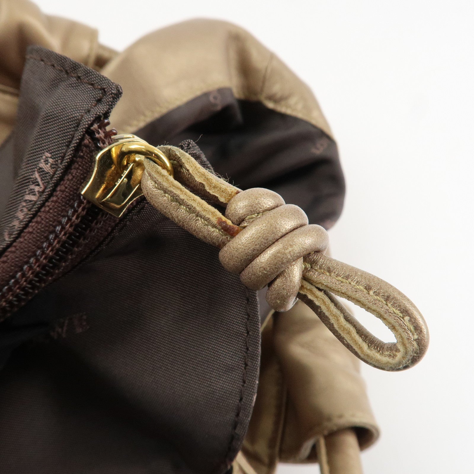 LOEWE Anagram Nappa Aire Leather Hand Bag Tote Bag Gold Used