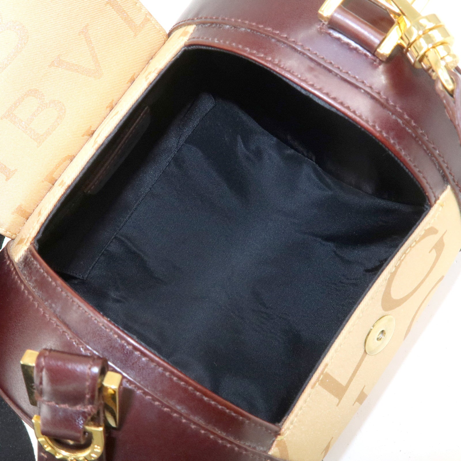 BVLGARI B-zero1Drum Leather Silk Shoulder Bag Hand Bag Beige Brown