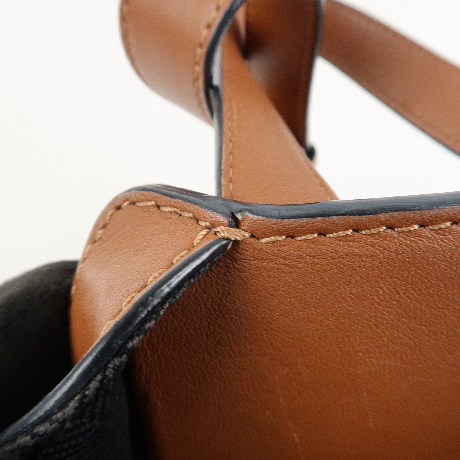LOEWE Anagram Leather Hammock Small Shoulder Bag Tan Brown Used