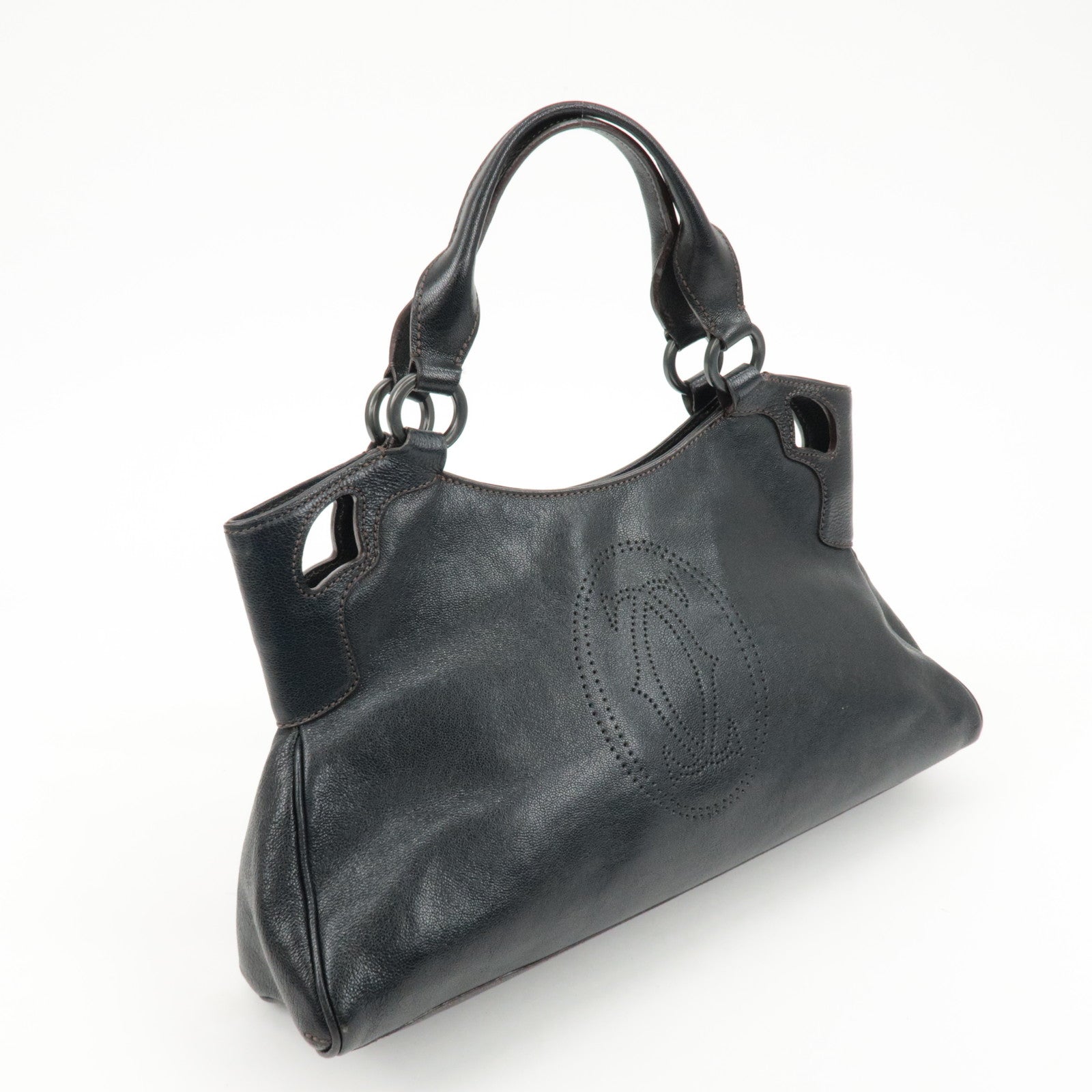 Cartier Must Line Leather Marcello Hand Bag Black Used