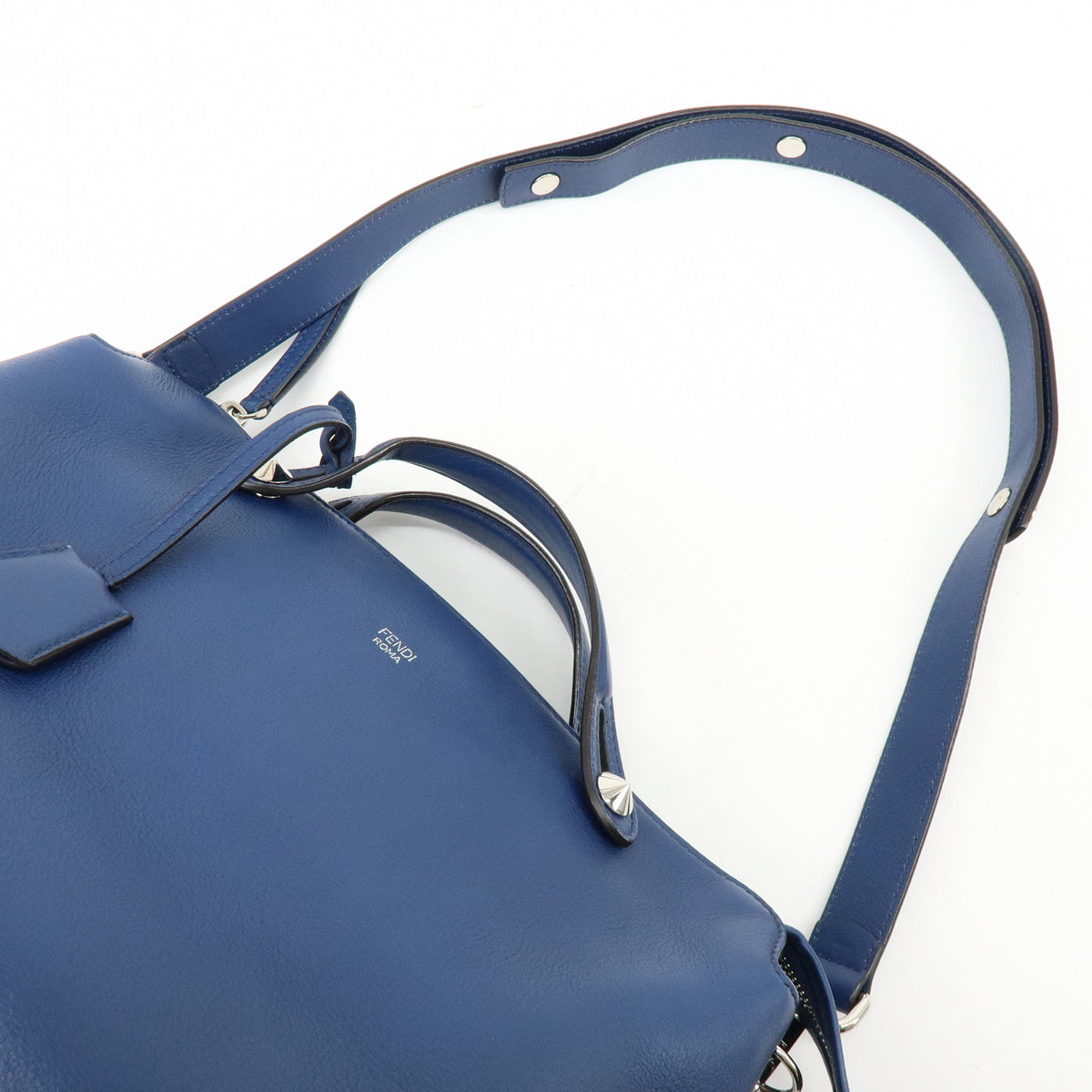 FENDI By The Way Leather 2Way Bag Hand Bag Shoulder Bag Blue 8BL124