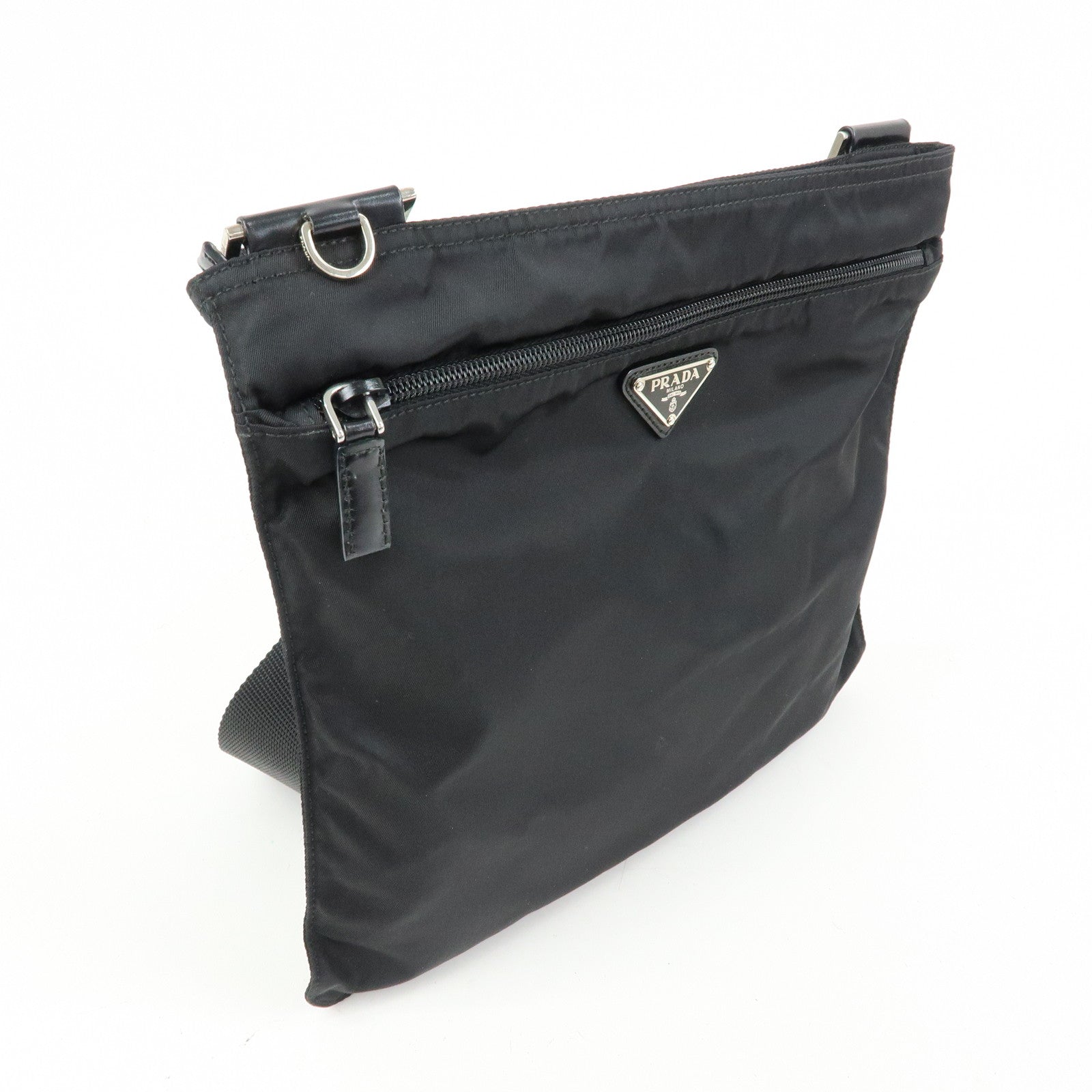 PRADA Triangle Logo Nylon Leather Shoulder Bag Crossbody Bag 2VH118