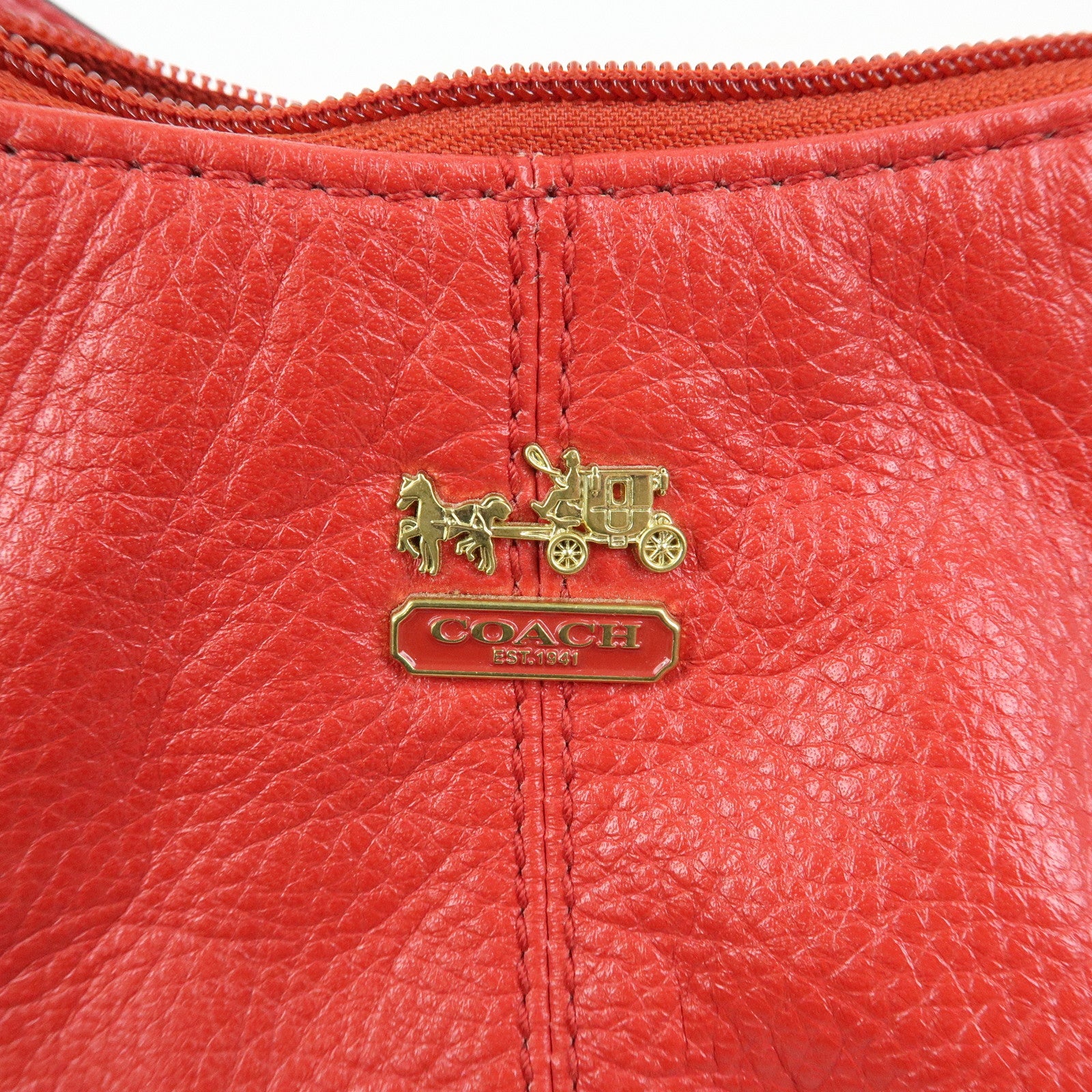 COACH Edie Set of 2 Leather Shoulder Bag Hand Bag Red