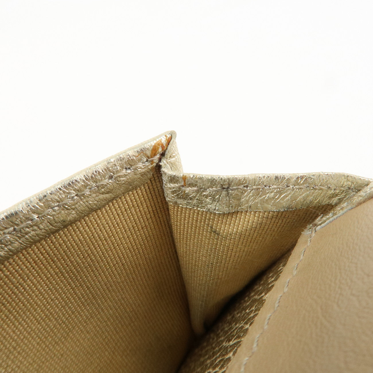 JIMMY CHOO Leather Star Studs Trifold Compact Wallet Gold Used