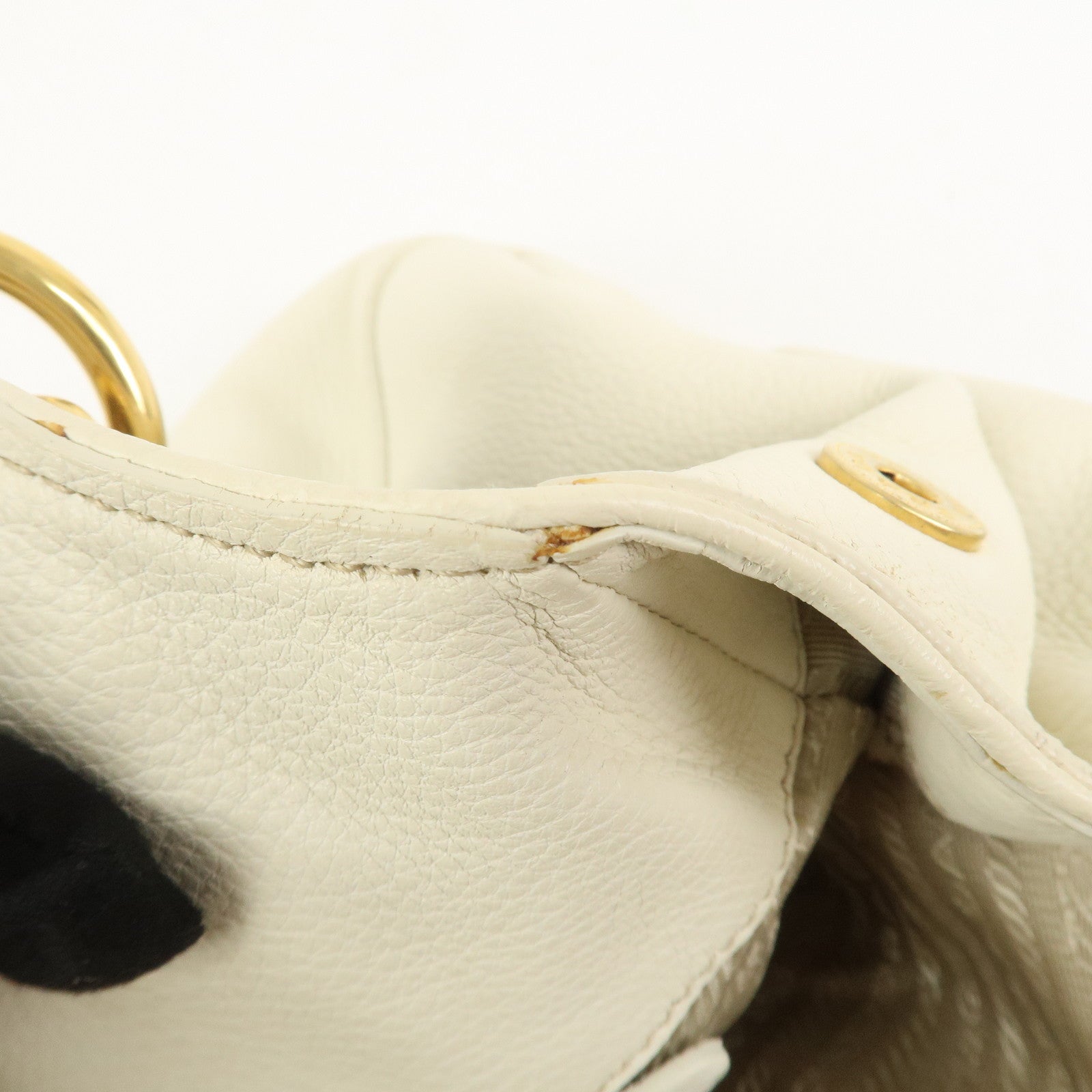 PRADA Logo Leather Shoulder Bag Hand Bag Ivory Gold BR4085