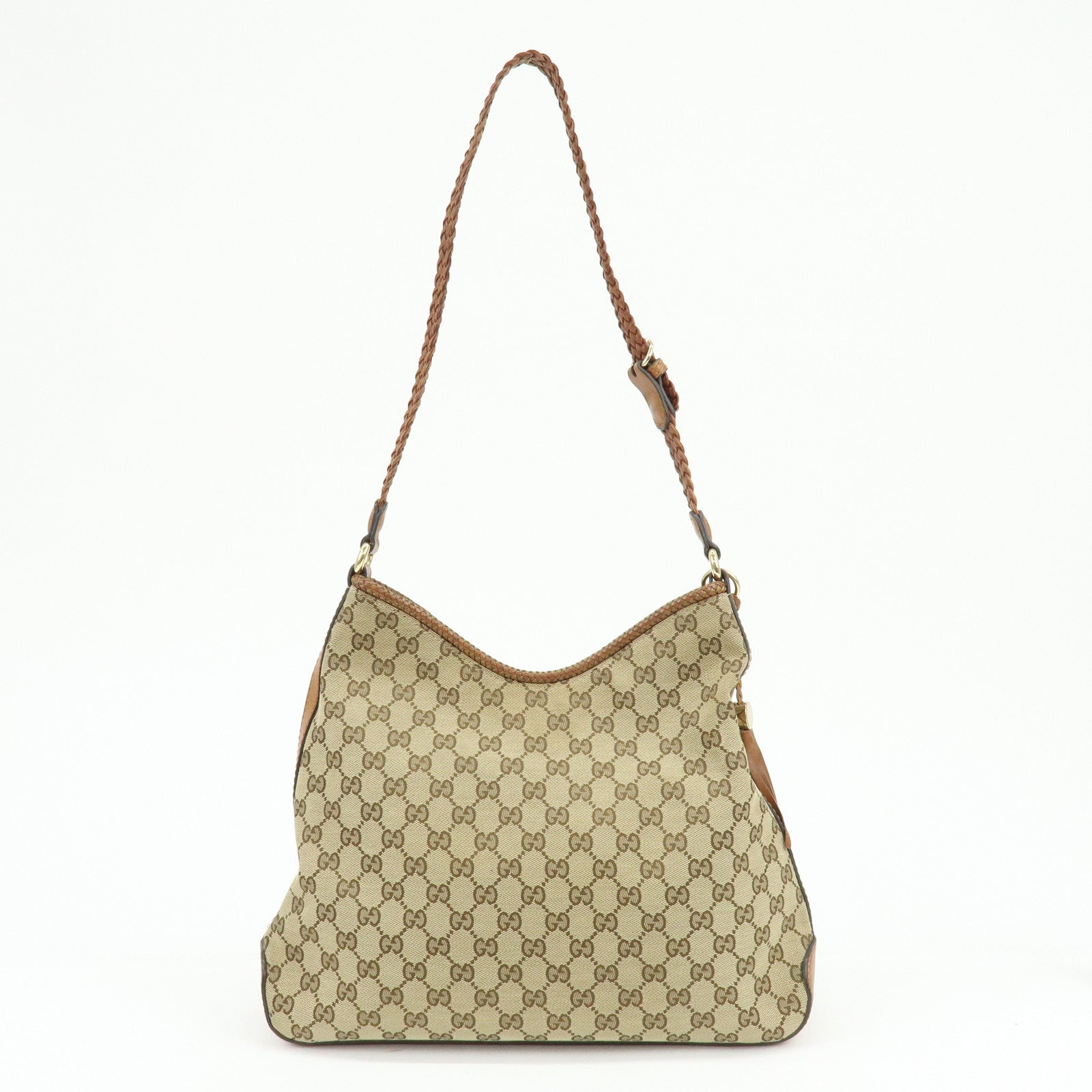 GUCCI Marrakech GG Canvas Leather Shoulder Bag Brown 257026