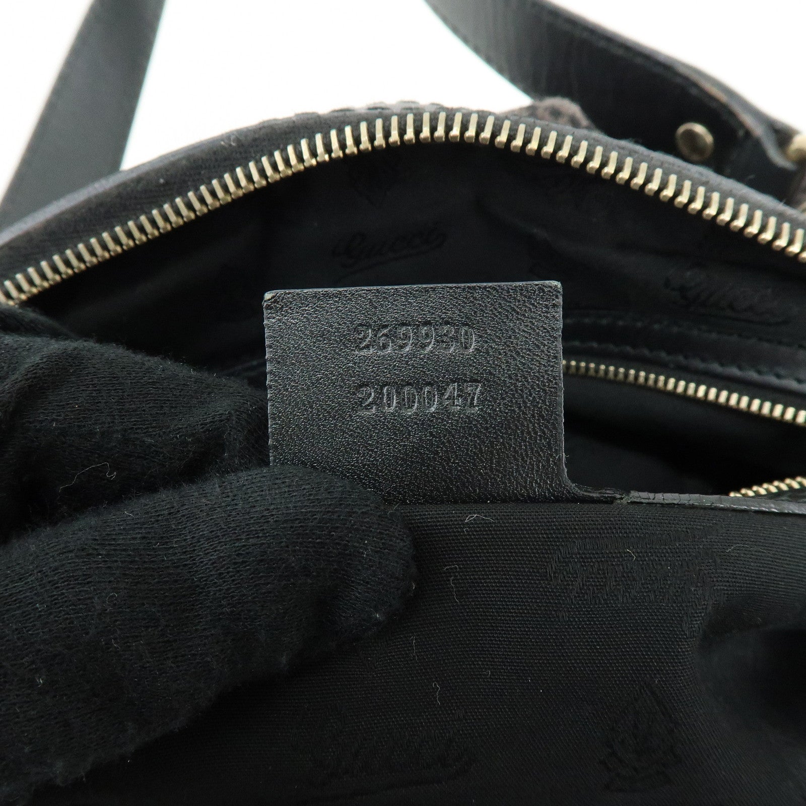 GUCCI Diamante Canvas Leather Shoulder Boston Bag Brown 269930