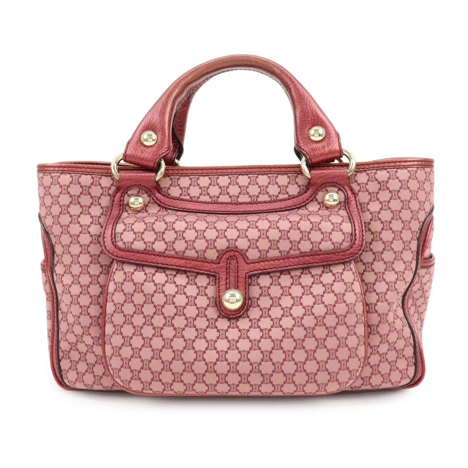 CELINE Macadam Boogie Bag Canvas Leather Hand Bag Tote Bag Pink