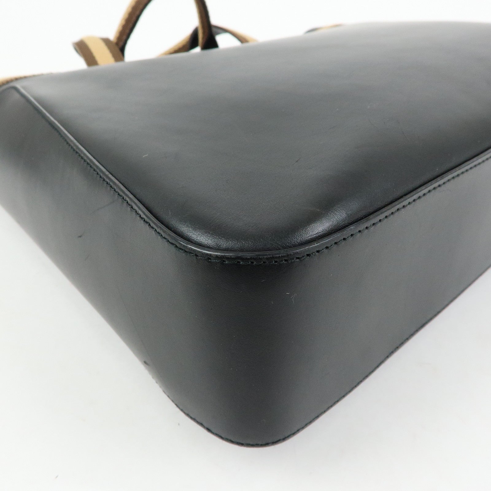 GUCCI Sherry Leather Tote Bag Hand Bag Black 002・1134