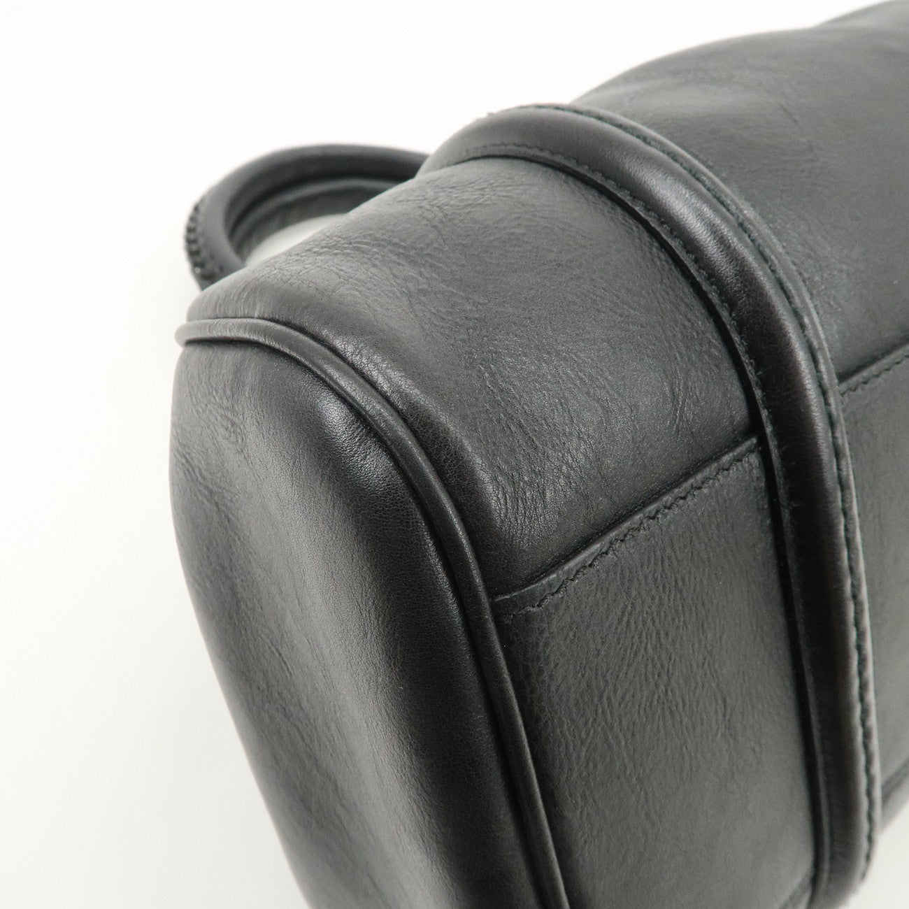 Christian Dior Logo Leather Hand Bag Shoulder Bag Black Silver