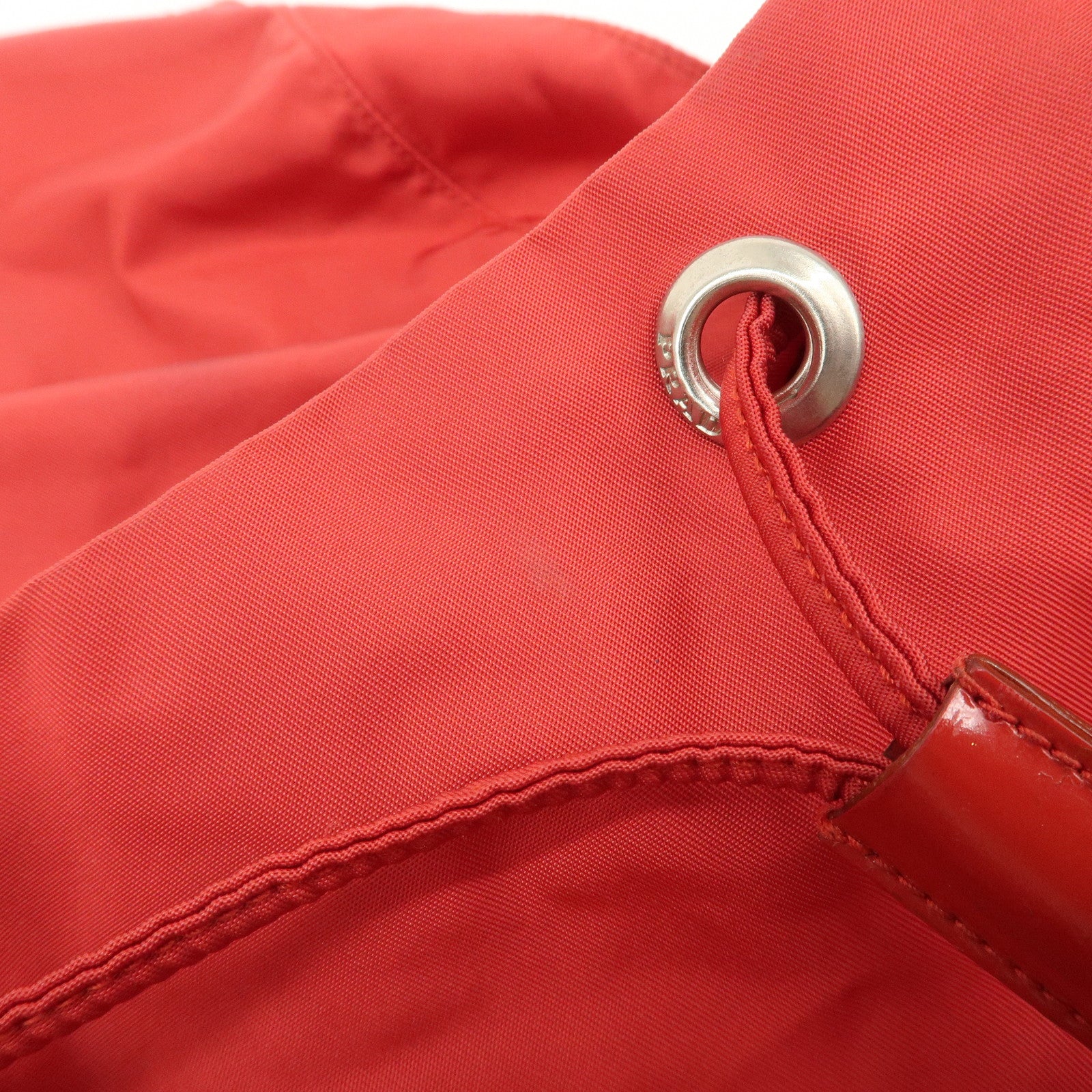 PRADA Triangle Logo Nylon Leather Backpack Rucksack Red