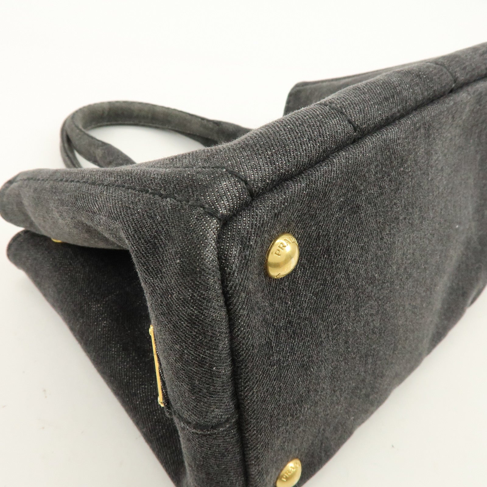 PRADA Canapa Canvas 2Way Bag Hand Bag Shoulder Bag Black