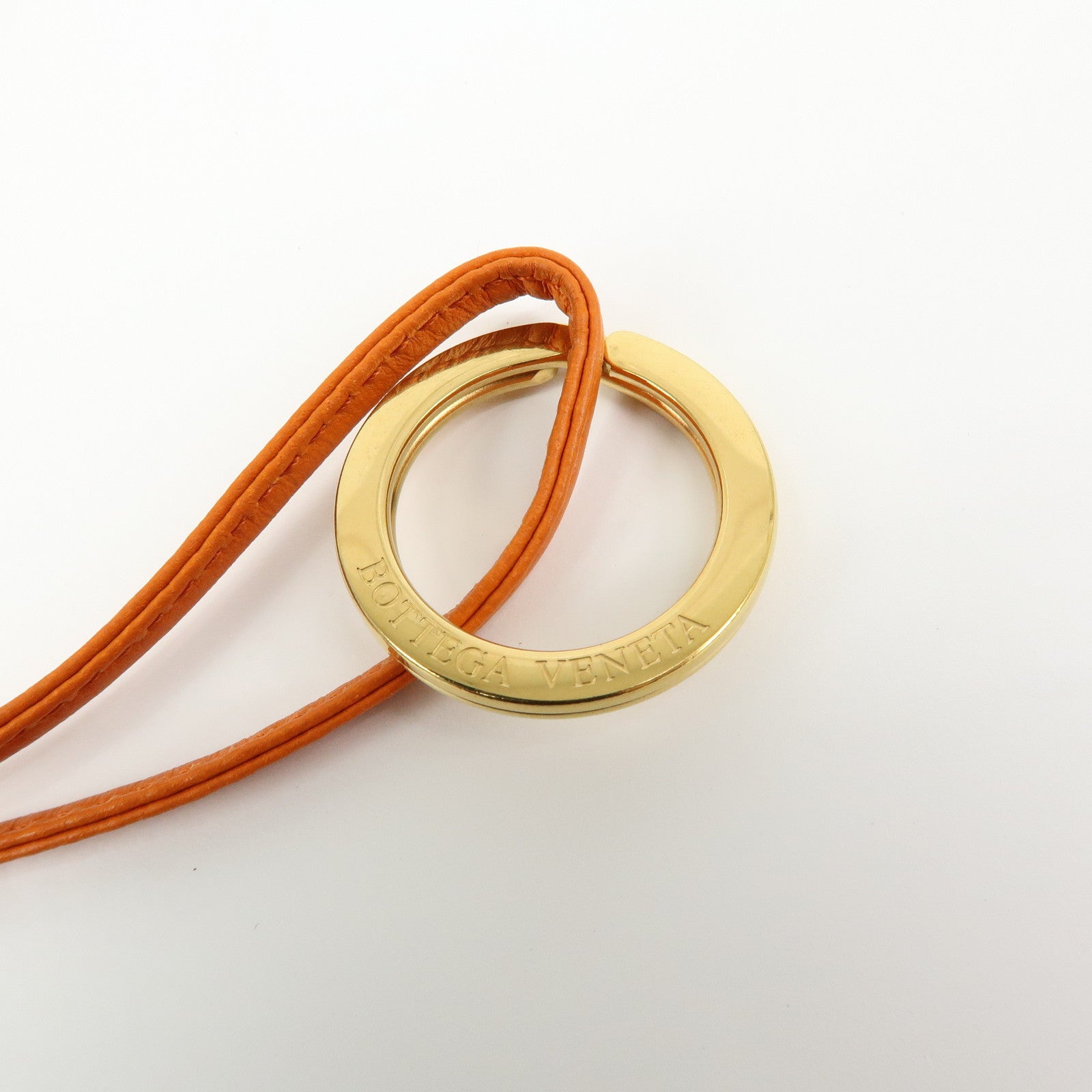 BOTTEGA VENETA Intrecciato Leather Bag Charm Orange 577778