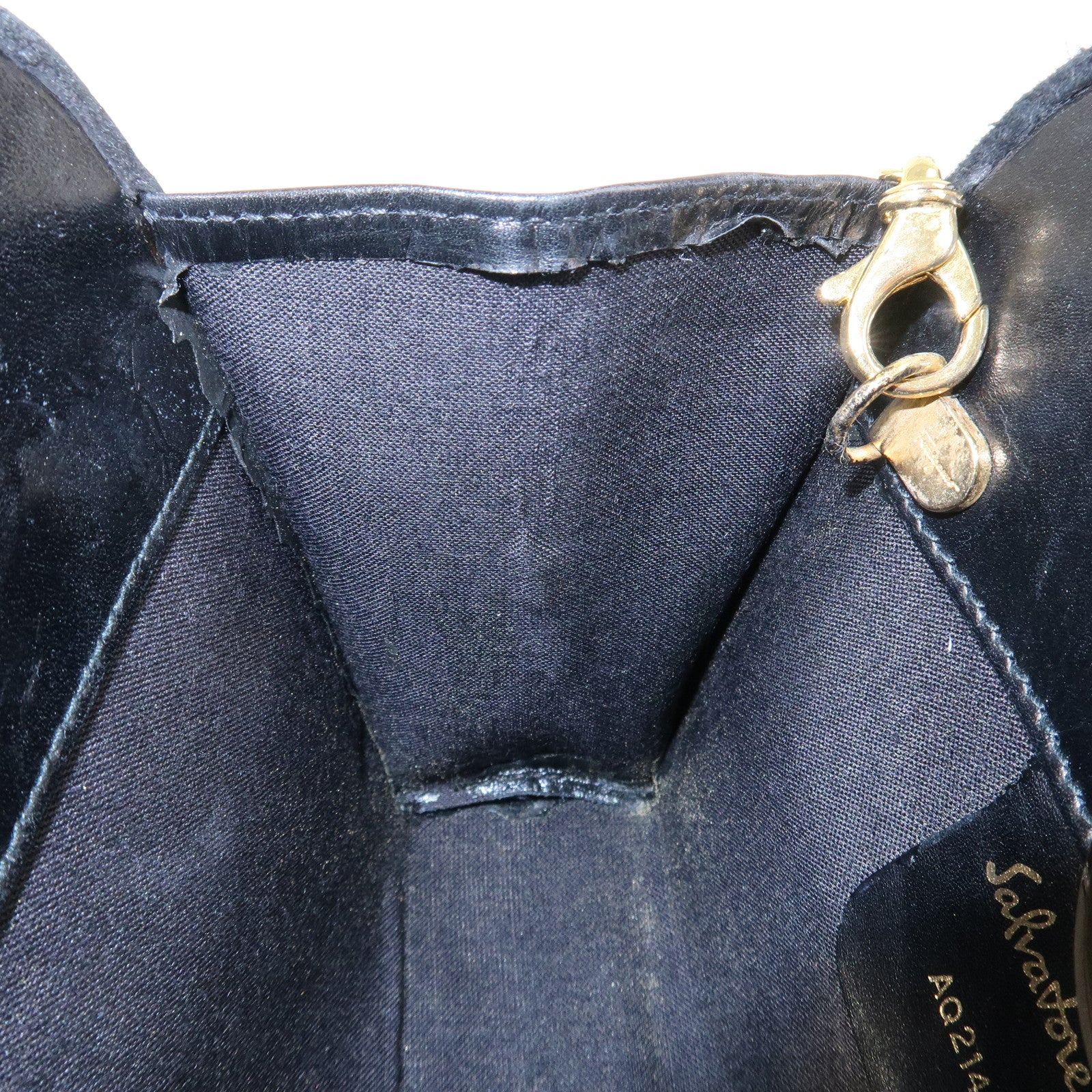 Ferragamo Gancini Suede Leather Chain Shoulder Bag Black