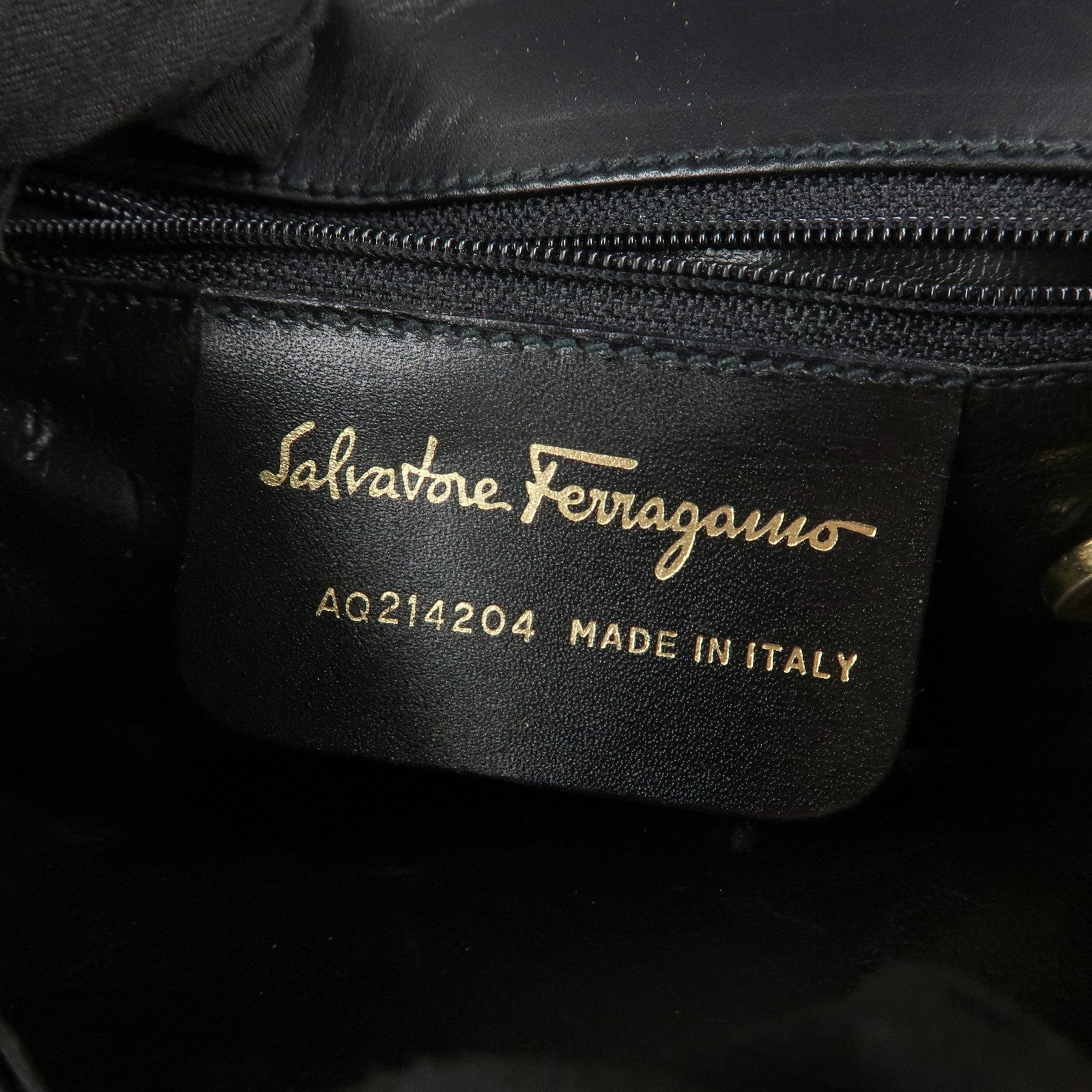 Ferragamo Gancini Leather 2Way Chain Shoulder Bag Waist Bag Black