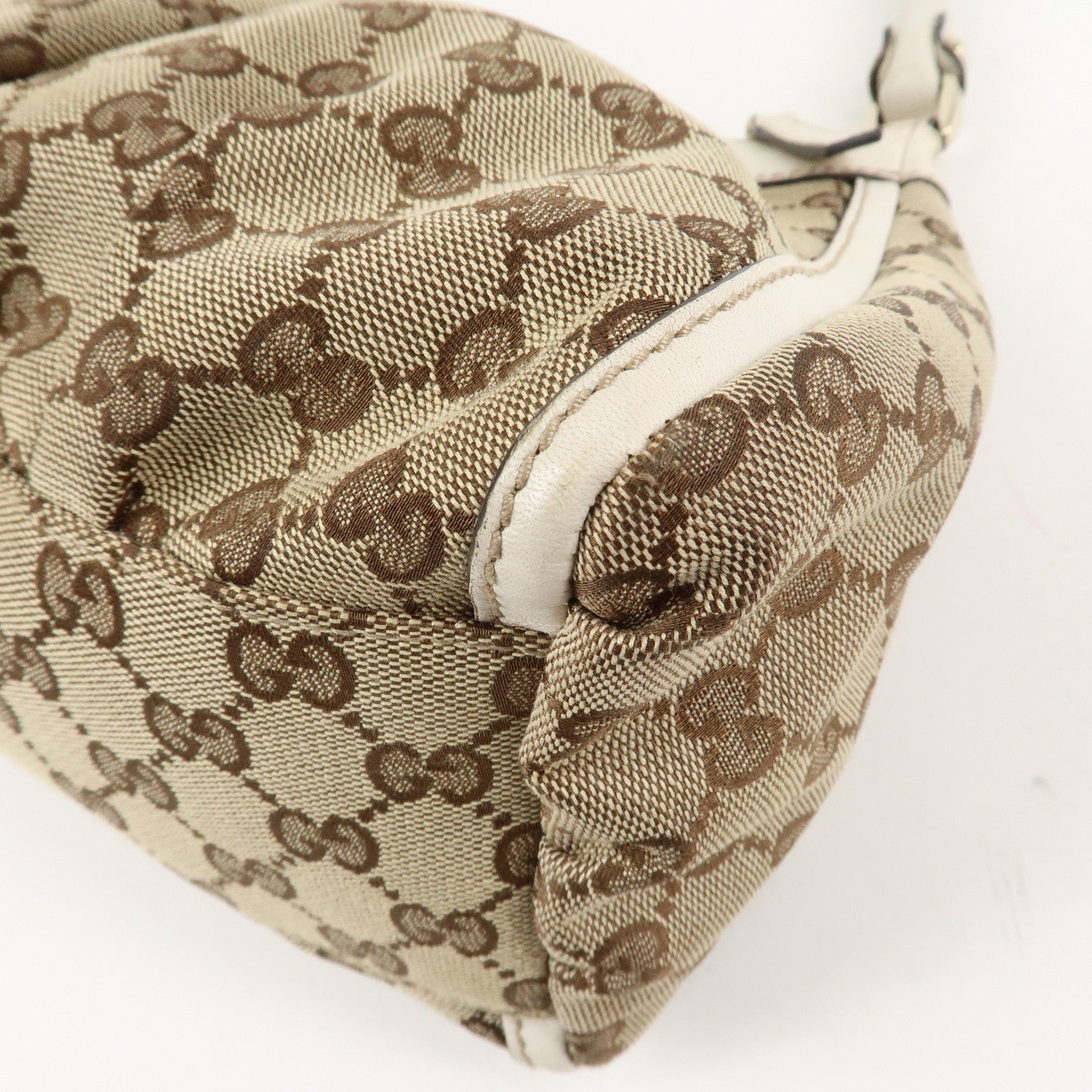 GUCCI Abbey GG Canvas Leather Shoulder Bag Beige 190525 Used