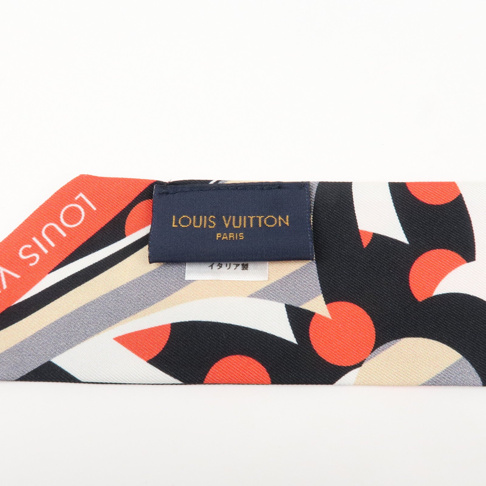 Louis Vuitton Monogram Bandeau BB Silk100% Scarf Black Red Beige M76187 Used