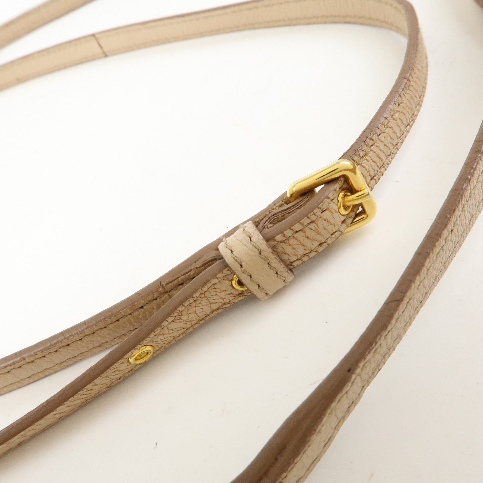 MIU MIU MADRAS Leather Shoulder Bag Crossbody Bag Beige RP0369