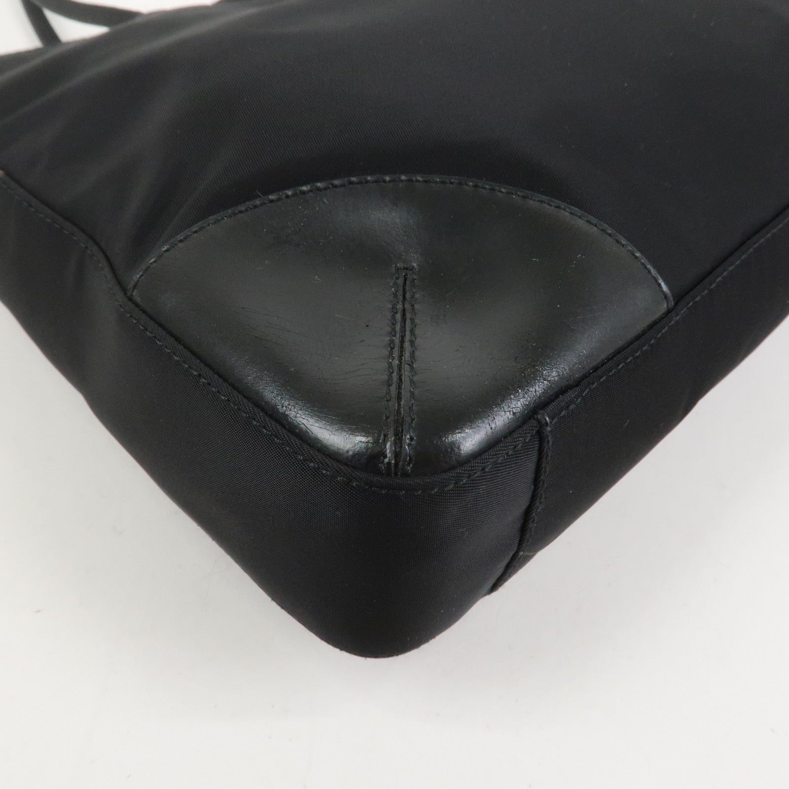 PRADA Triangle Logo Nylon Tote Bag Shoulder Bag Black