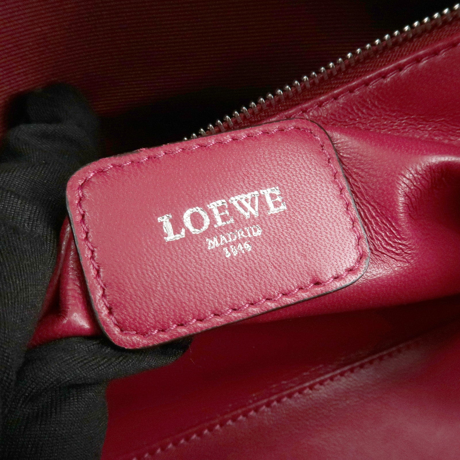 LOEWE Anagram Leather Amazona 28 Hand Bag Boston Bag Red Used