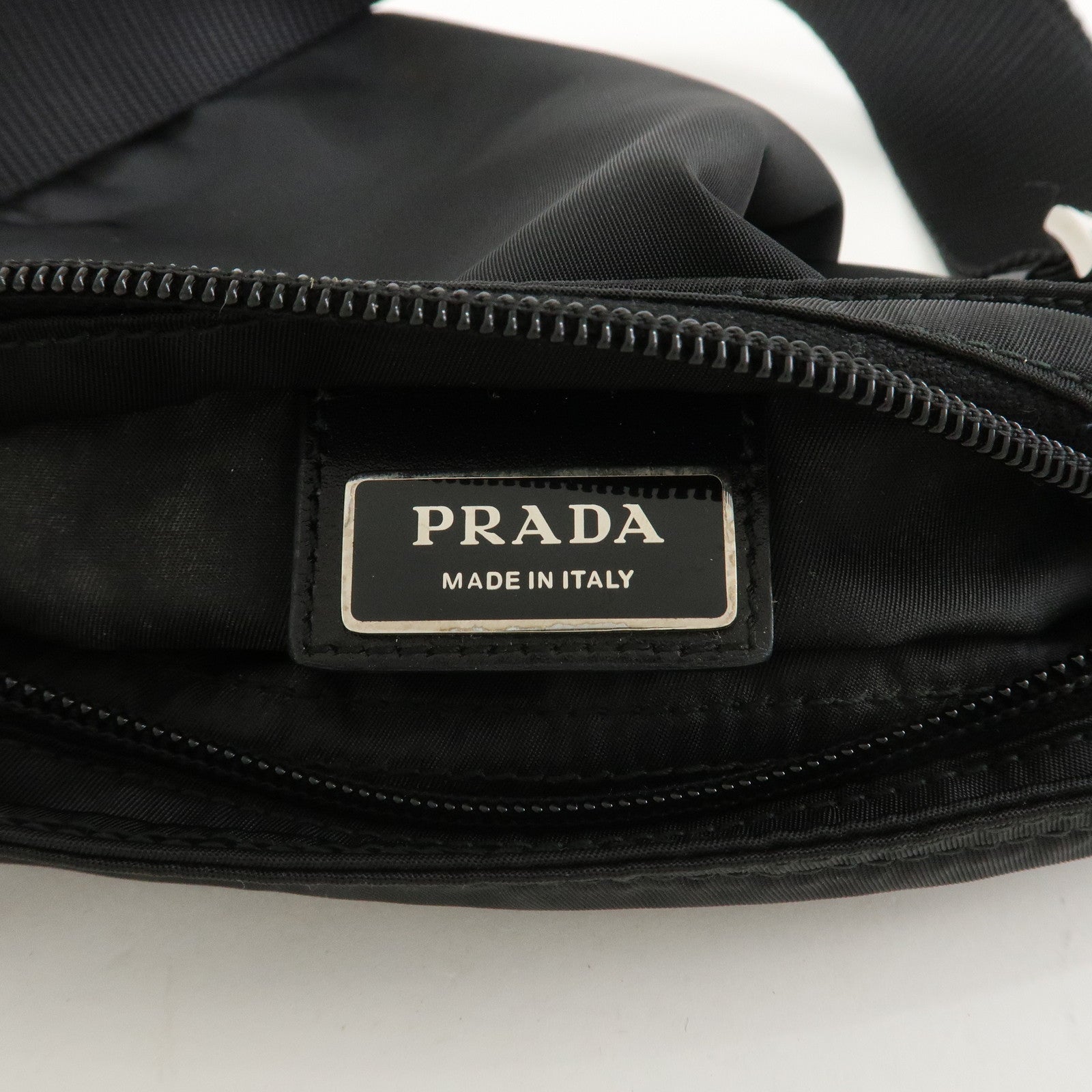 PRADA Triangle Logo Nylon Leather Shoulder Bag Crossbody Bag Black