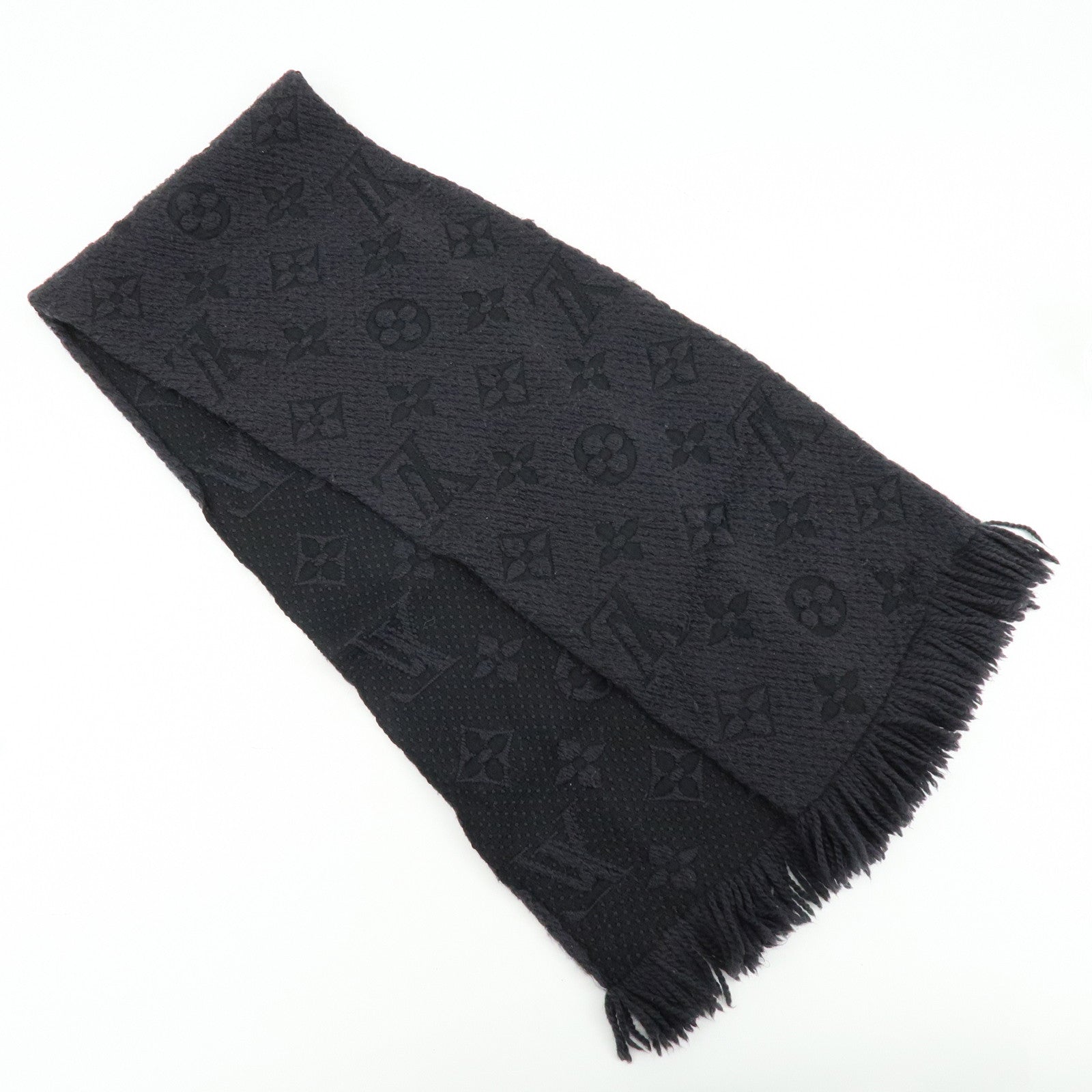 Louis Vuitton Echarpe Logomania Wool Silk Scarf Black M72431