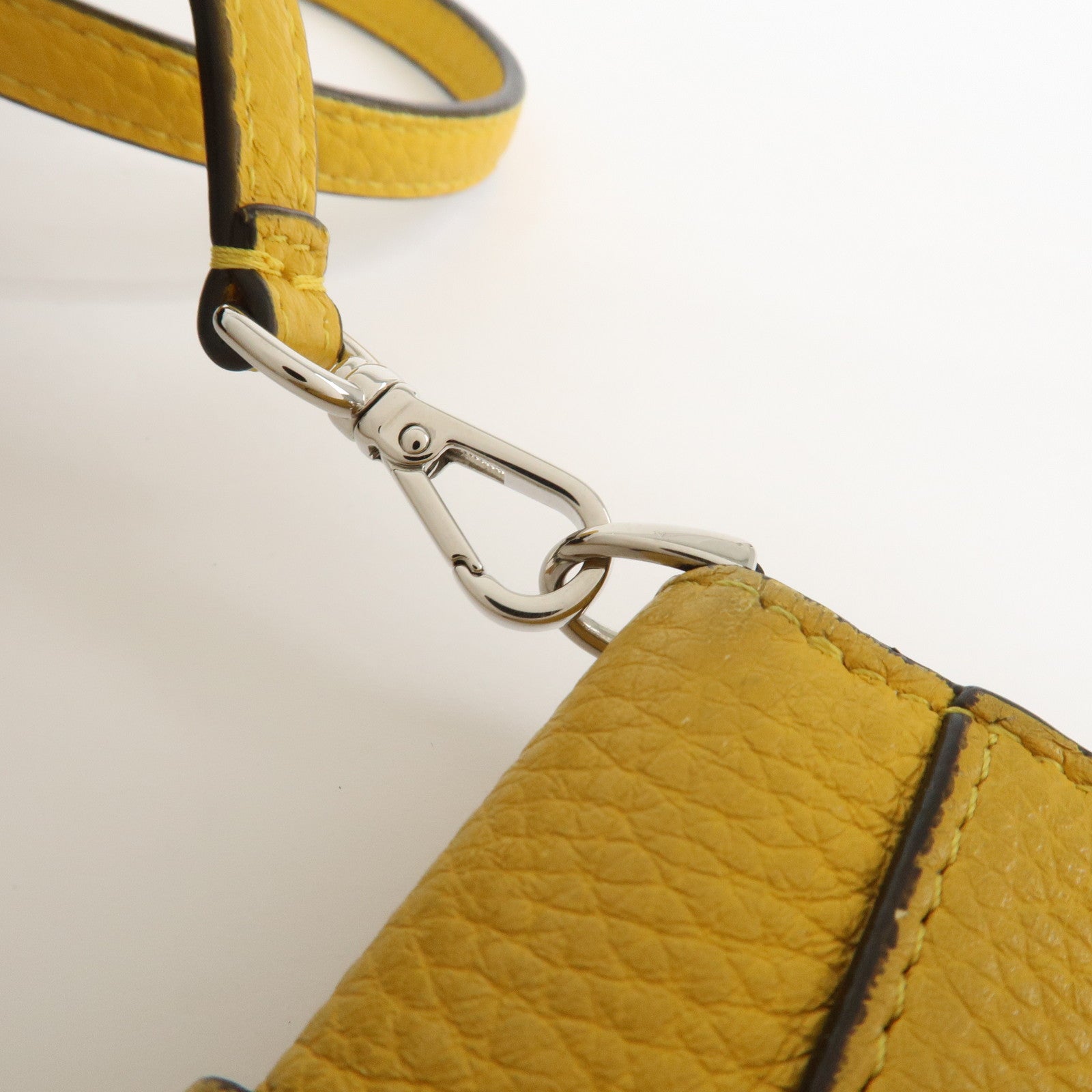 FENDI Micro Flat Baguette Leather Mini Shoulder Bag Yellow