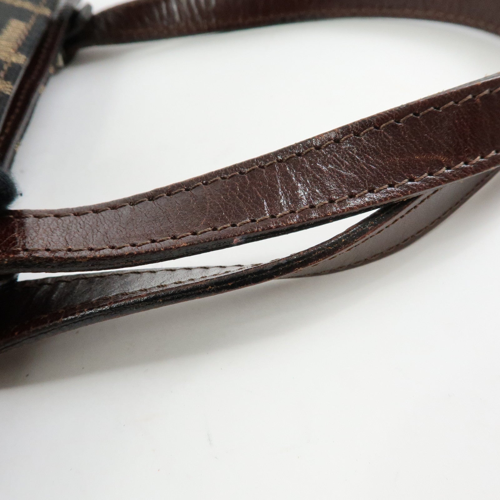 FENDI Zucca Jacquard Canvas Leather Top Handle Hand Bag Brown