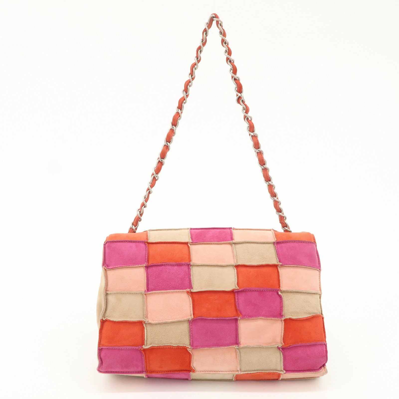 CHANEL 2.55 Suede Patchwork Chain Shoulder Bag Multicolor A14528