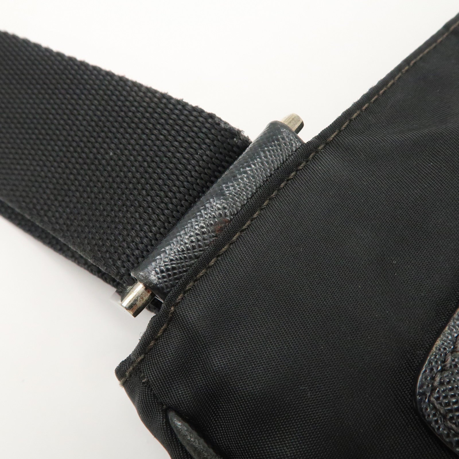 PRADA Triangle Logo Nylon Shoulder Bag Crossbody Bag Black Used